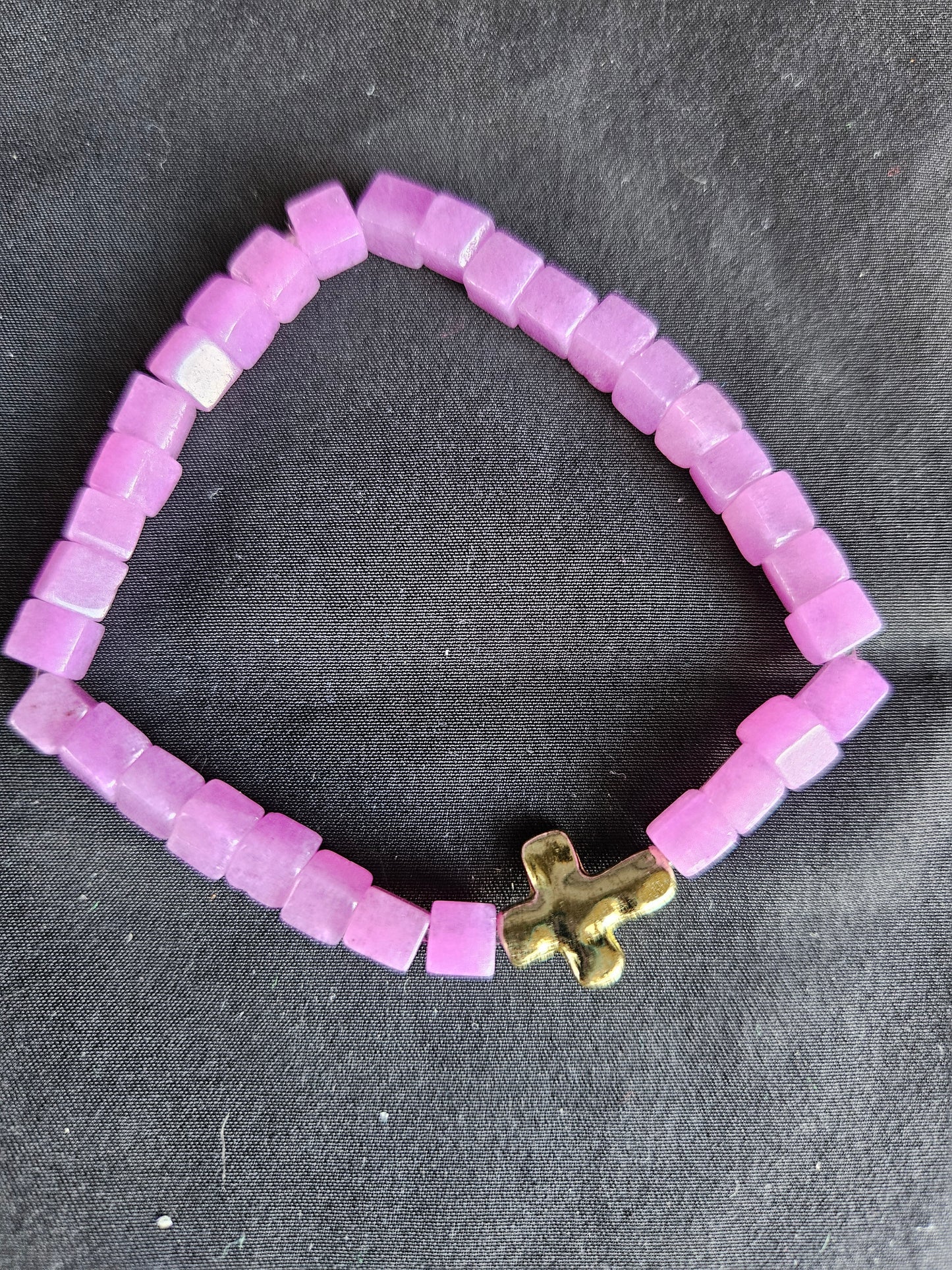 Purple Cross Beaded Bracelet