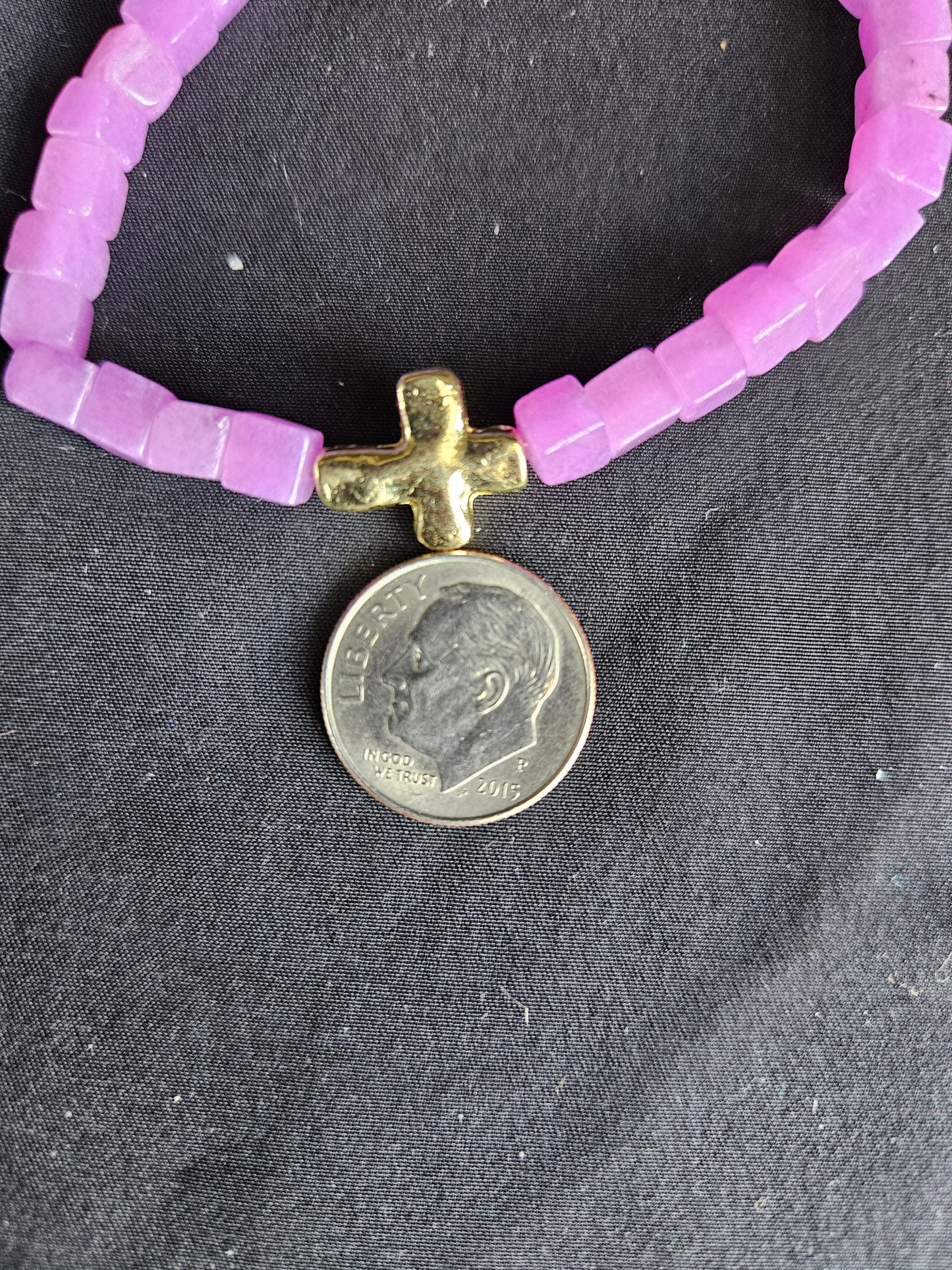 Purple Cross Beaded Bracelet
