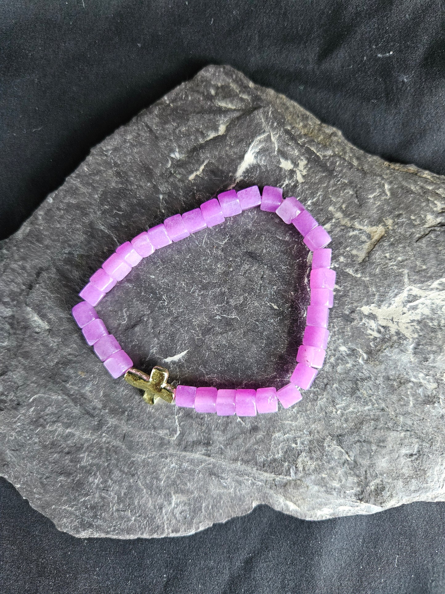 Purple Cross Beaded Bracelet
