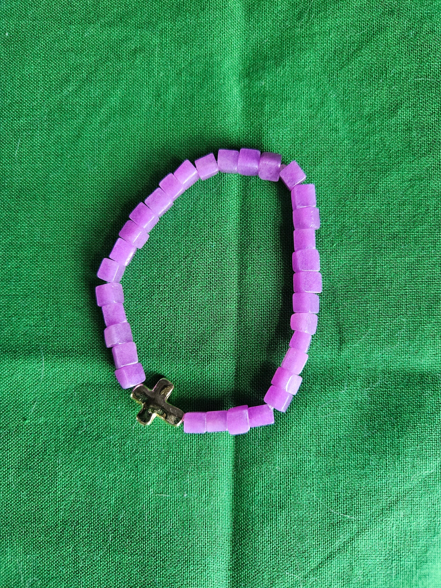 Purple Cross Beaded Bracelet