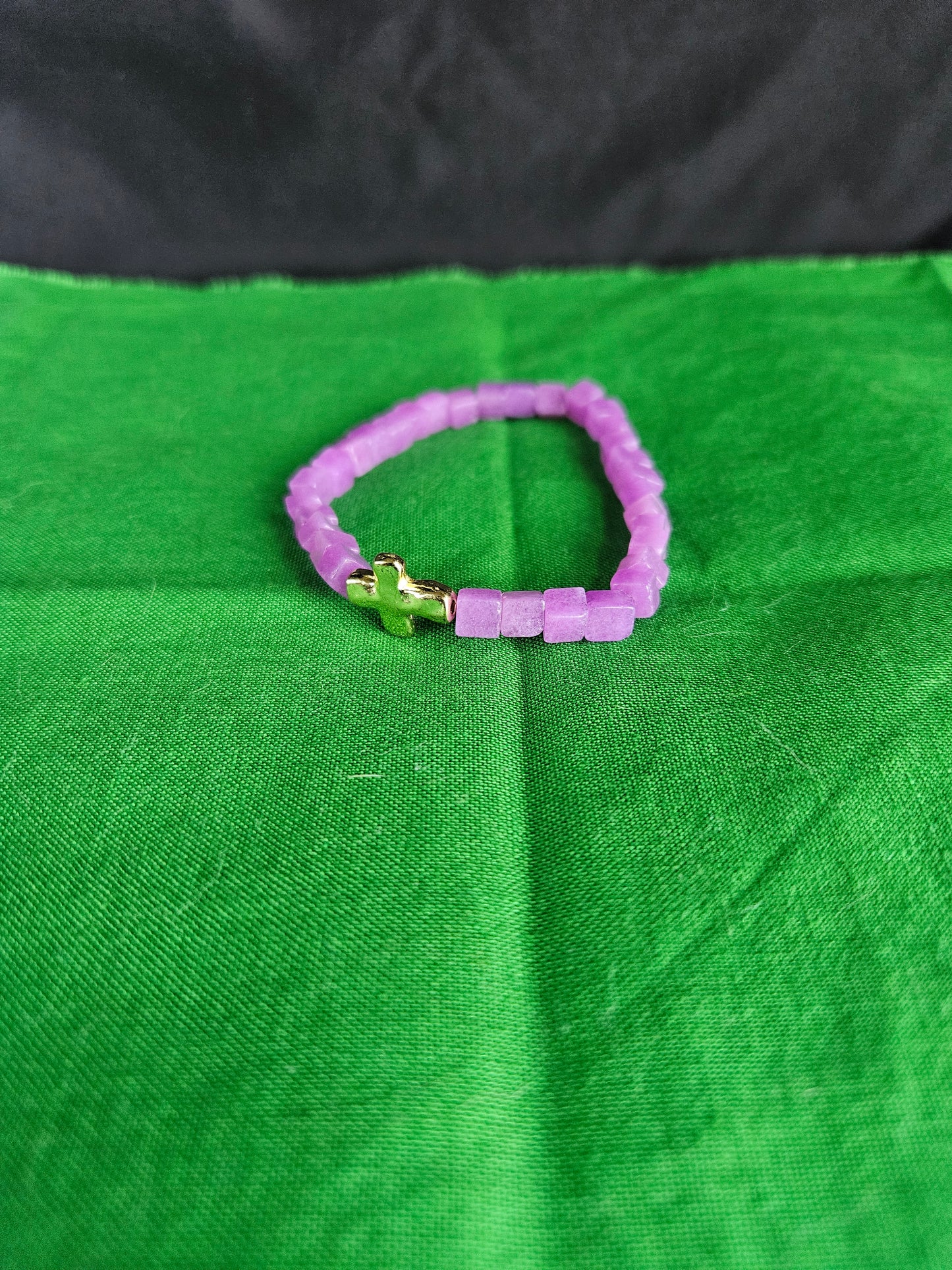 Purple Cross Beaded Bracelet