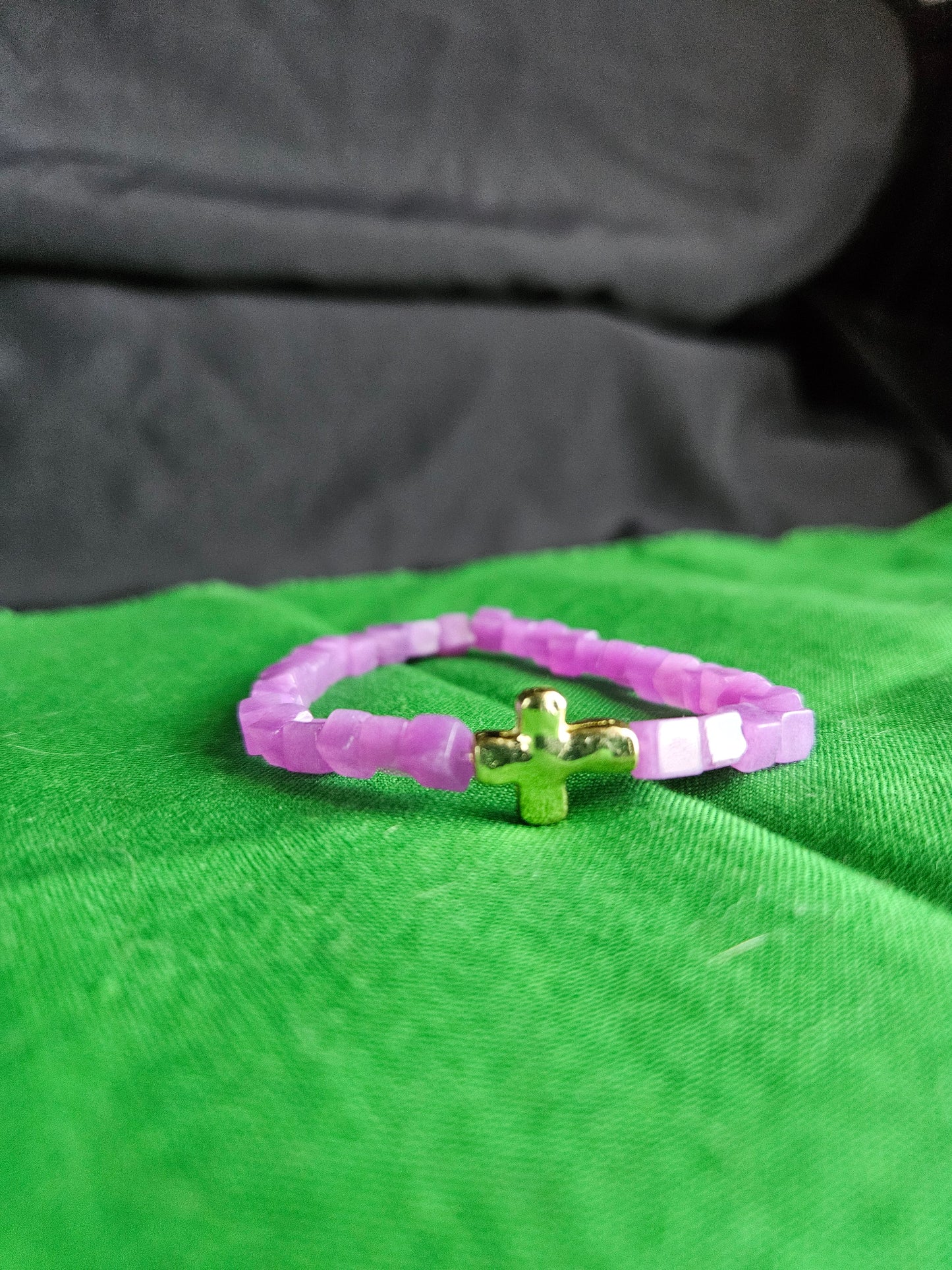 Purple Cross Beaded Bracelet