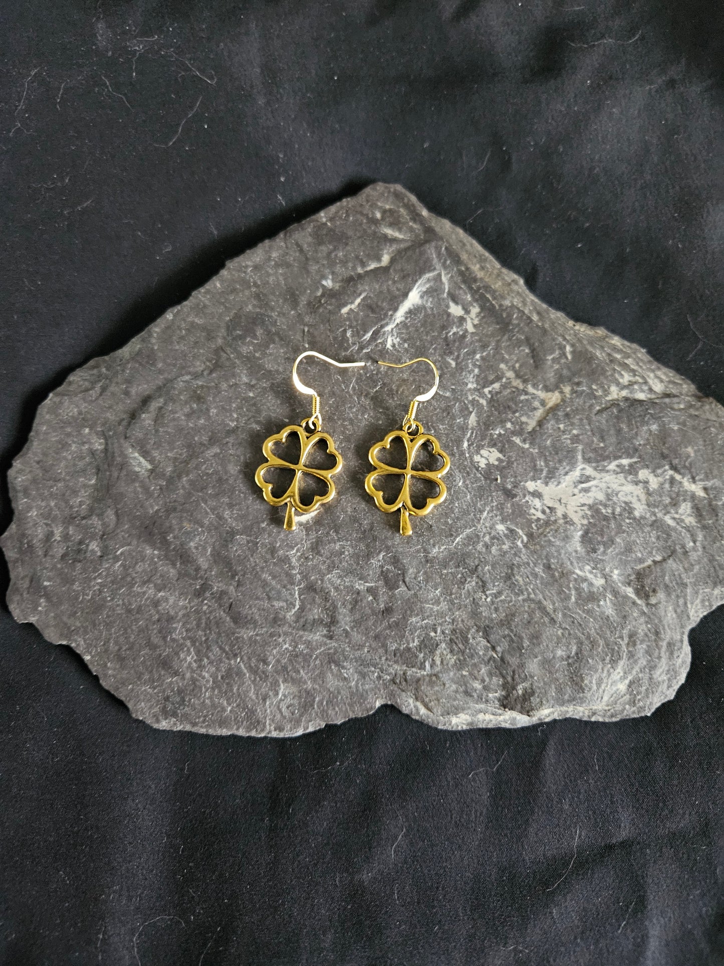 Gold Hollow Clover Earrings