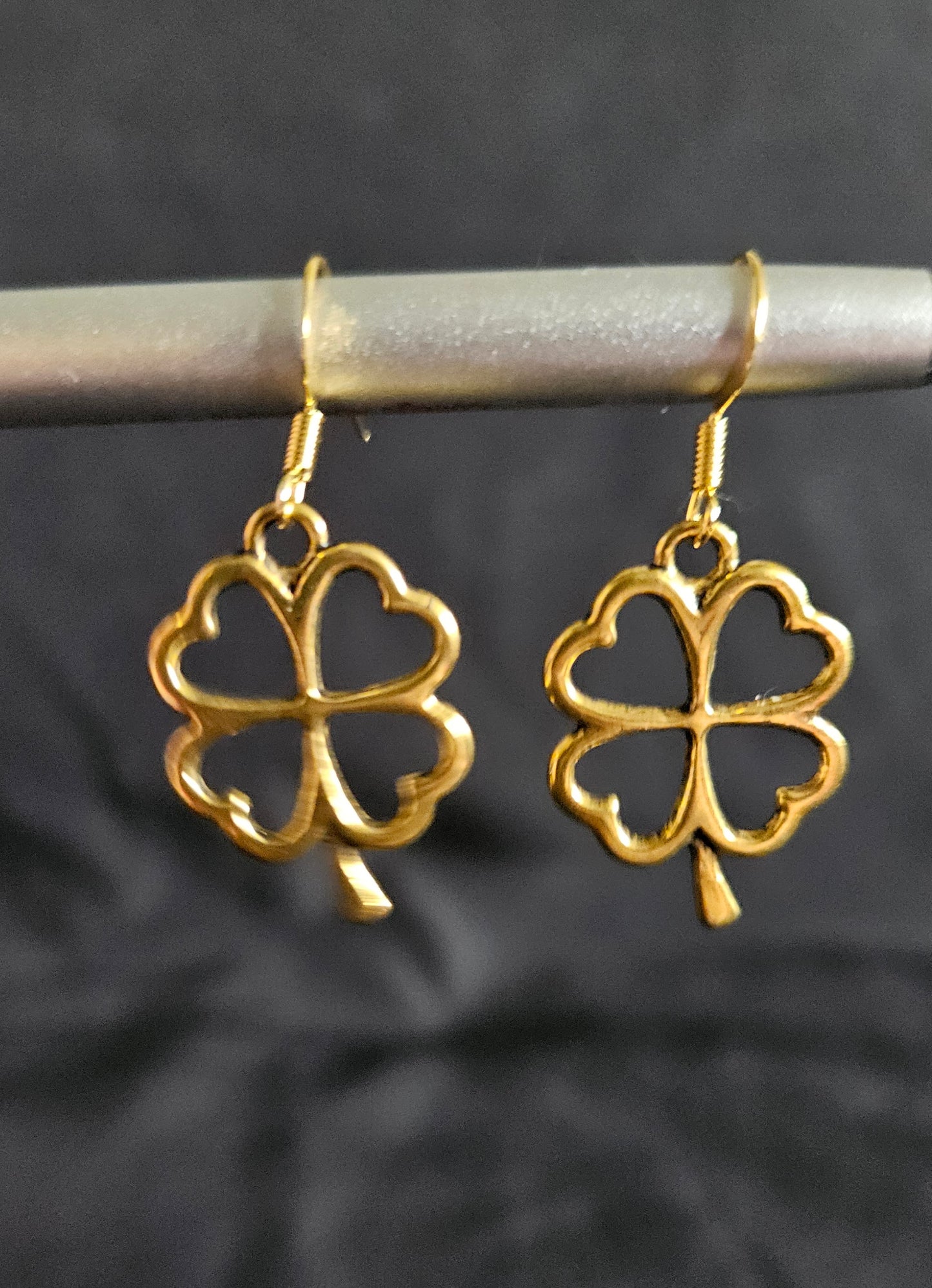 Gold Hollow Clover Earrings