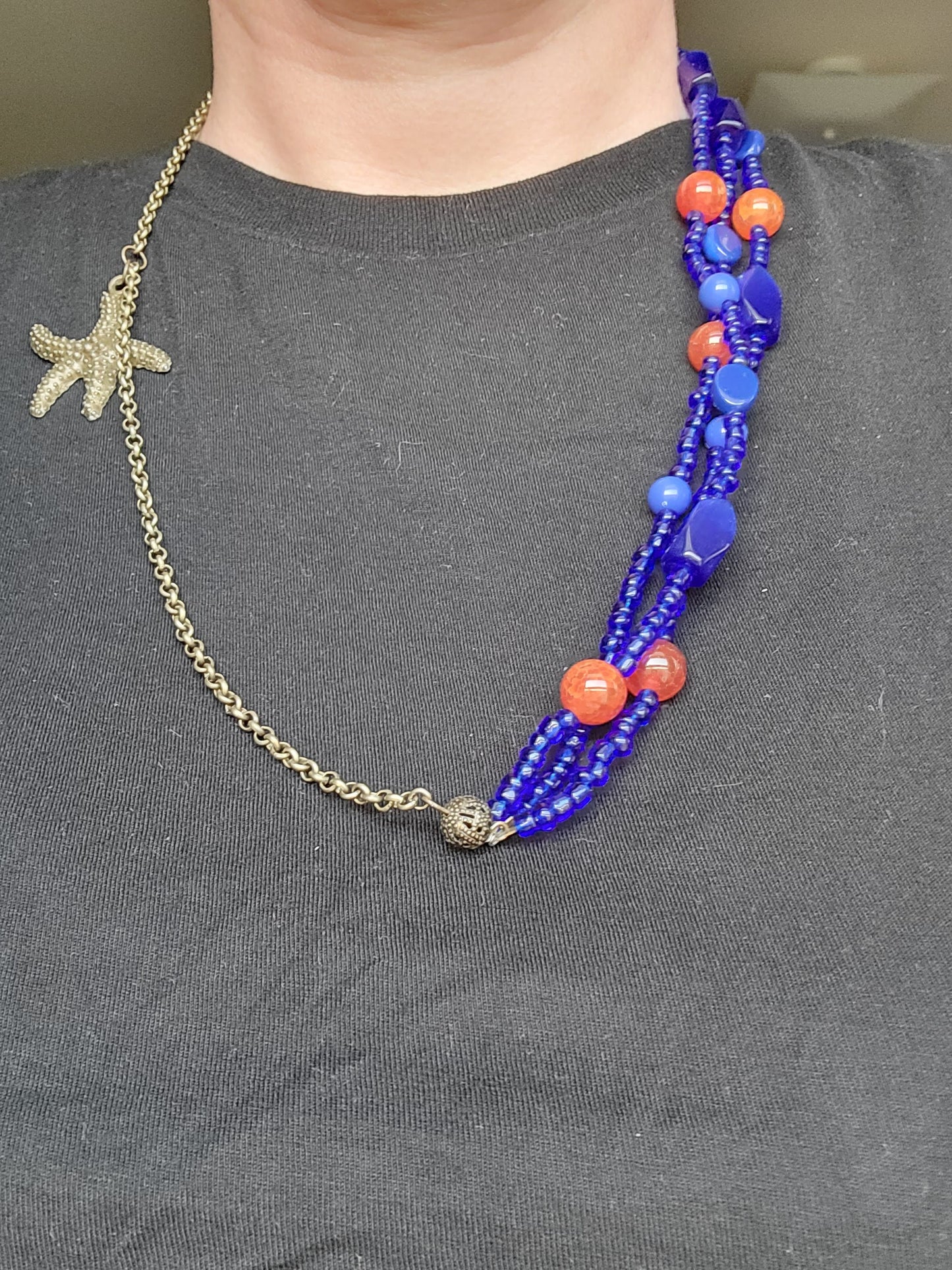 Starfish Beaded Chain Necklace