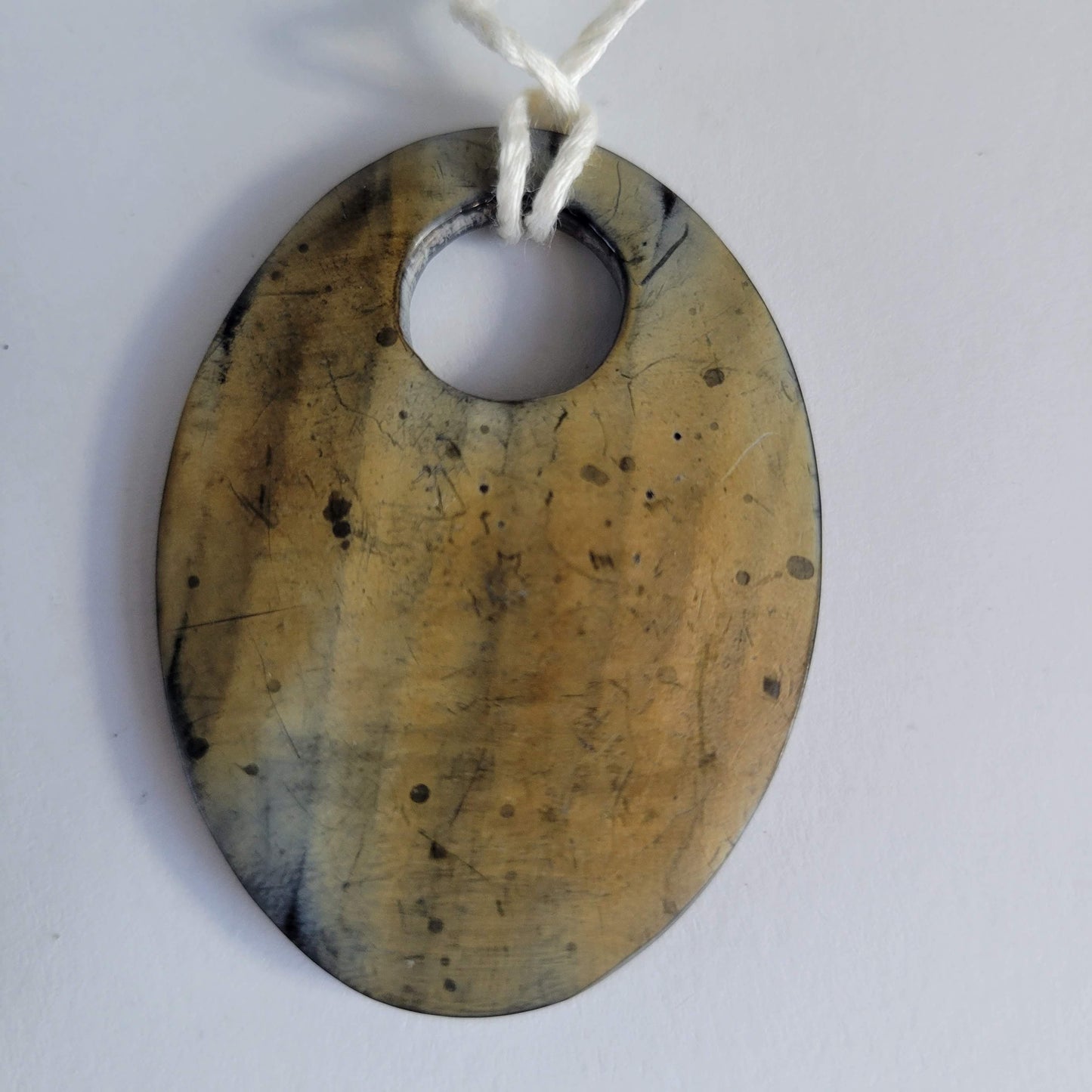 Wood Grain Oval Pendant Necklace