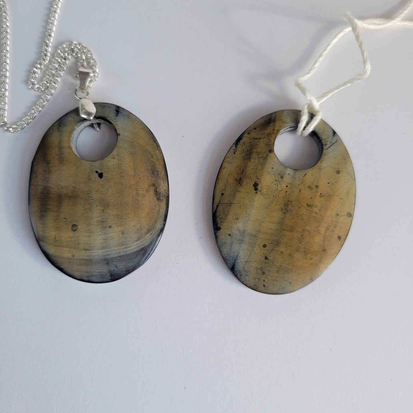 Wood Grain Oval Pendant Necklace