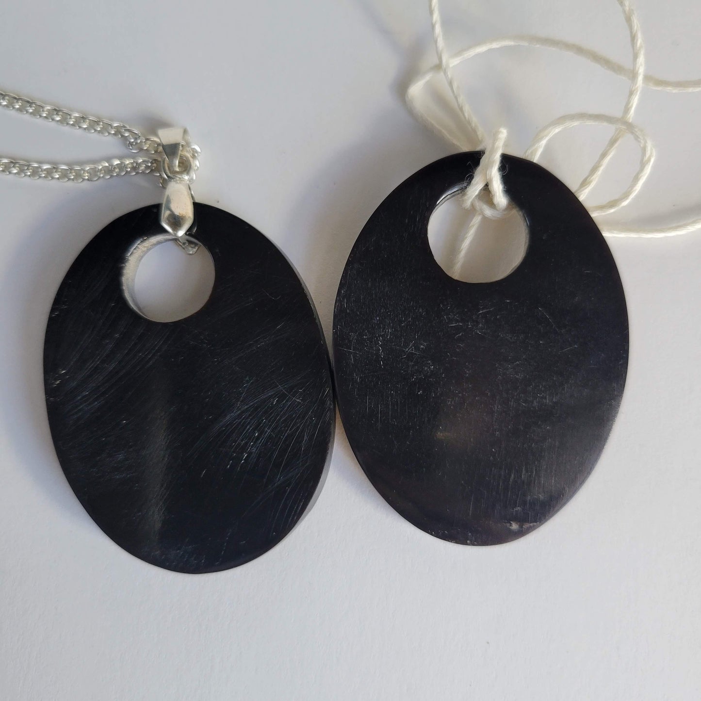 Wood Grain Oval Pendant Necklace