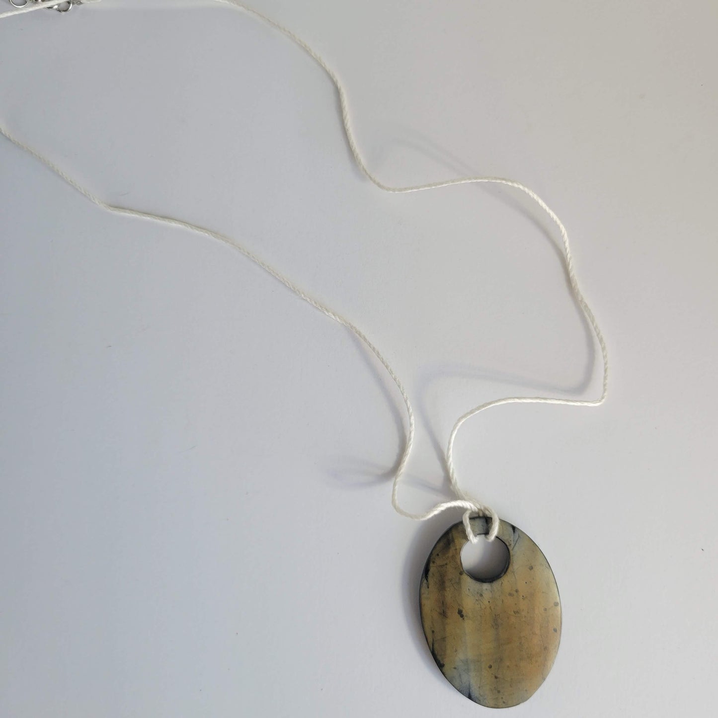 Wood Grain Oval Pendant Necklace