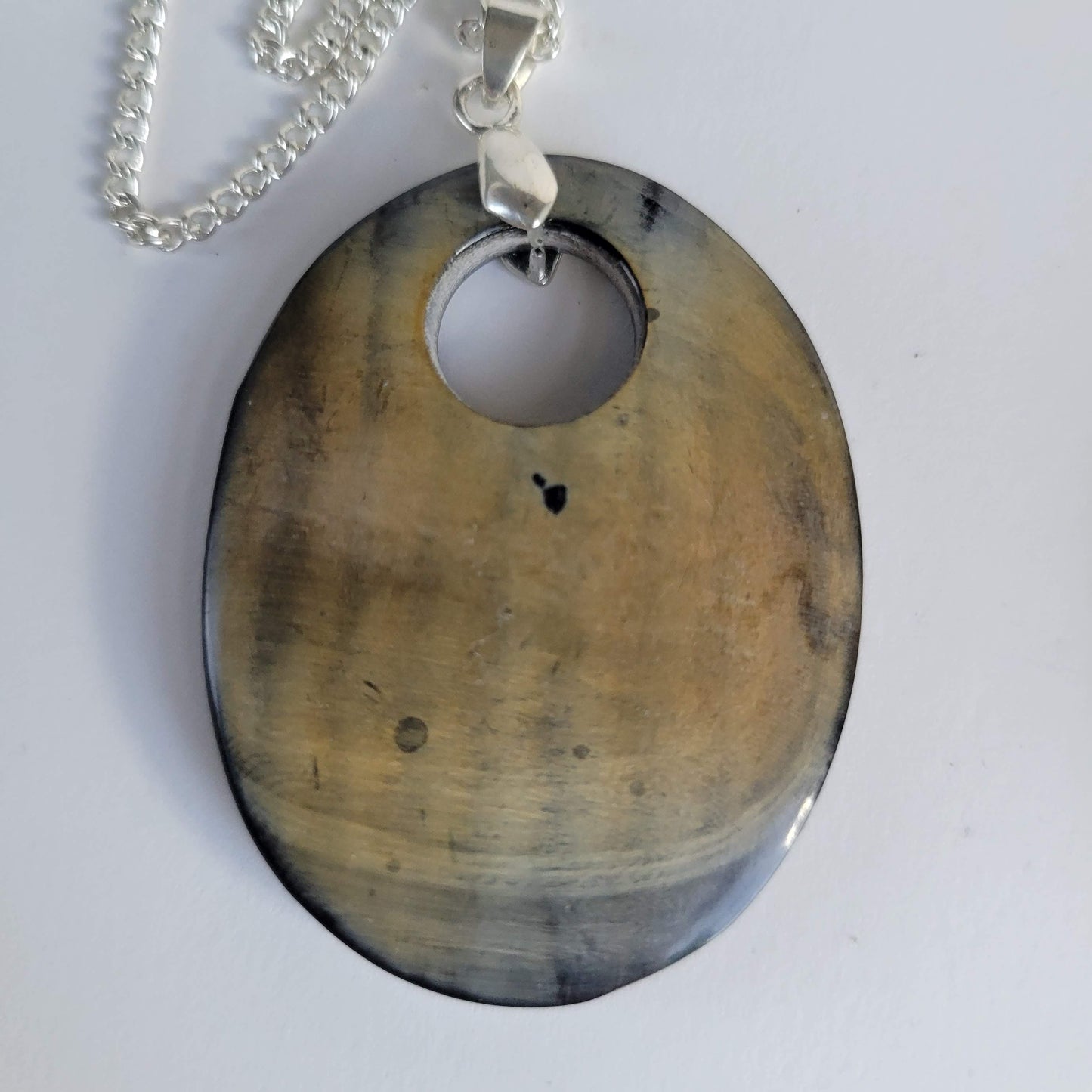 Wood Grain Oval Pendant Necklace