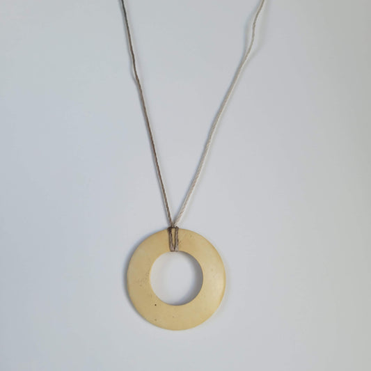 Wood Circle Pendant Necklace