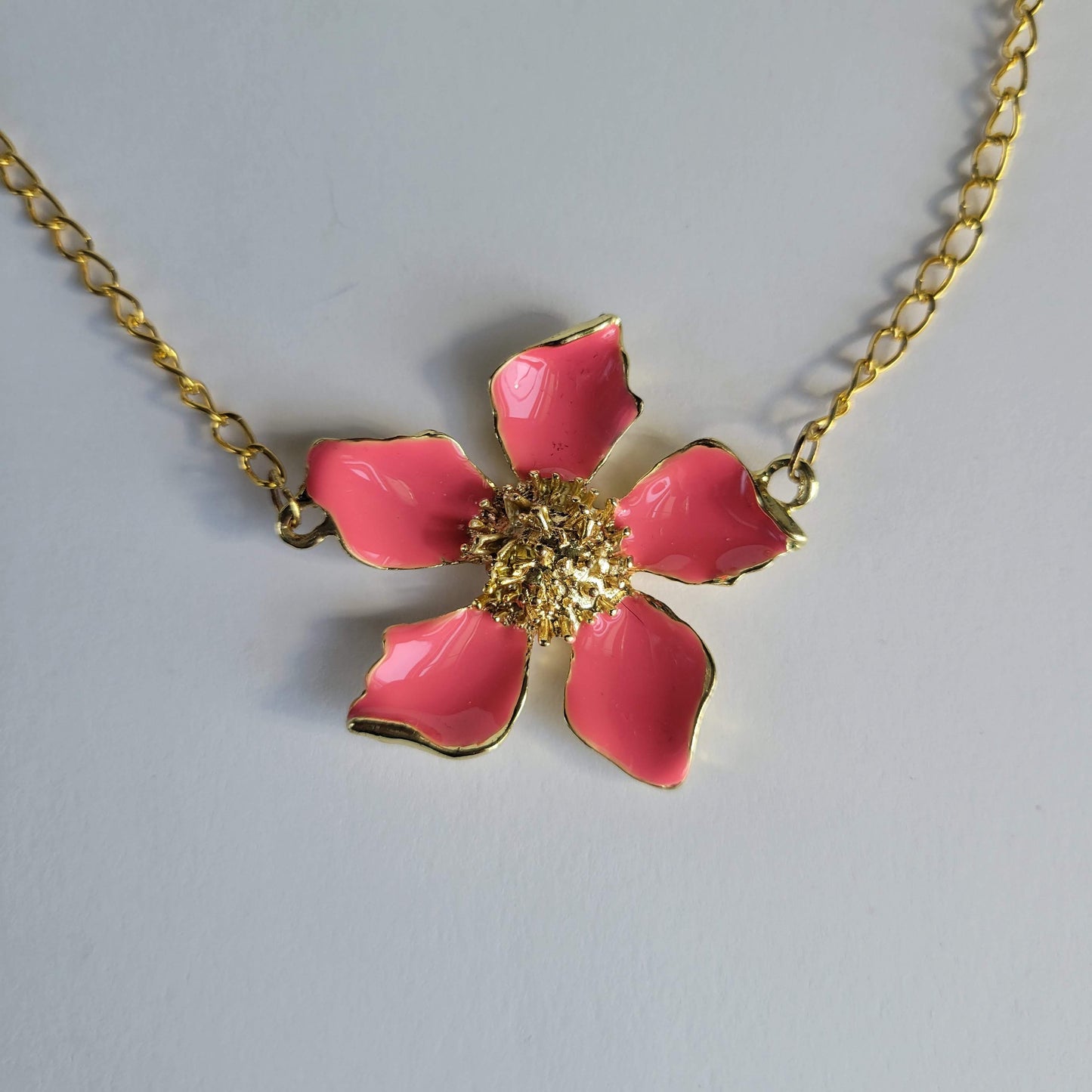 Hot Pink Flower Necklace