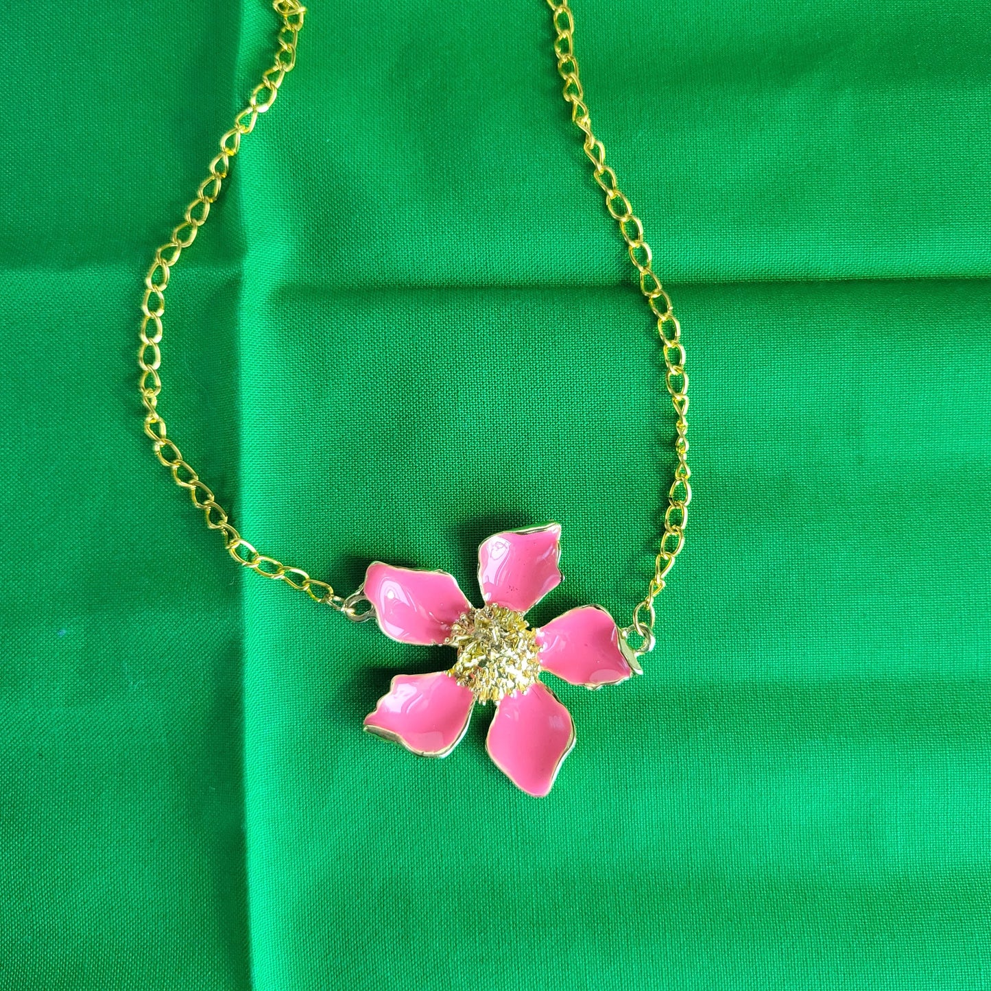 Hot Pink Flower Necklace