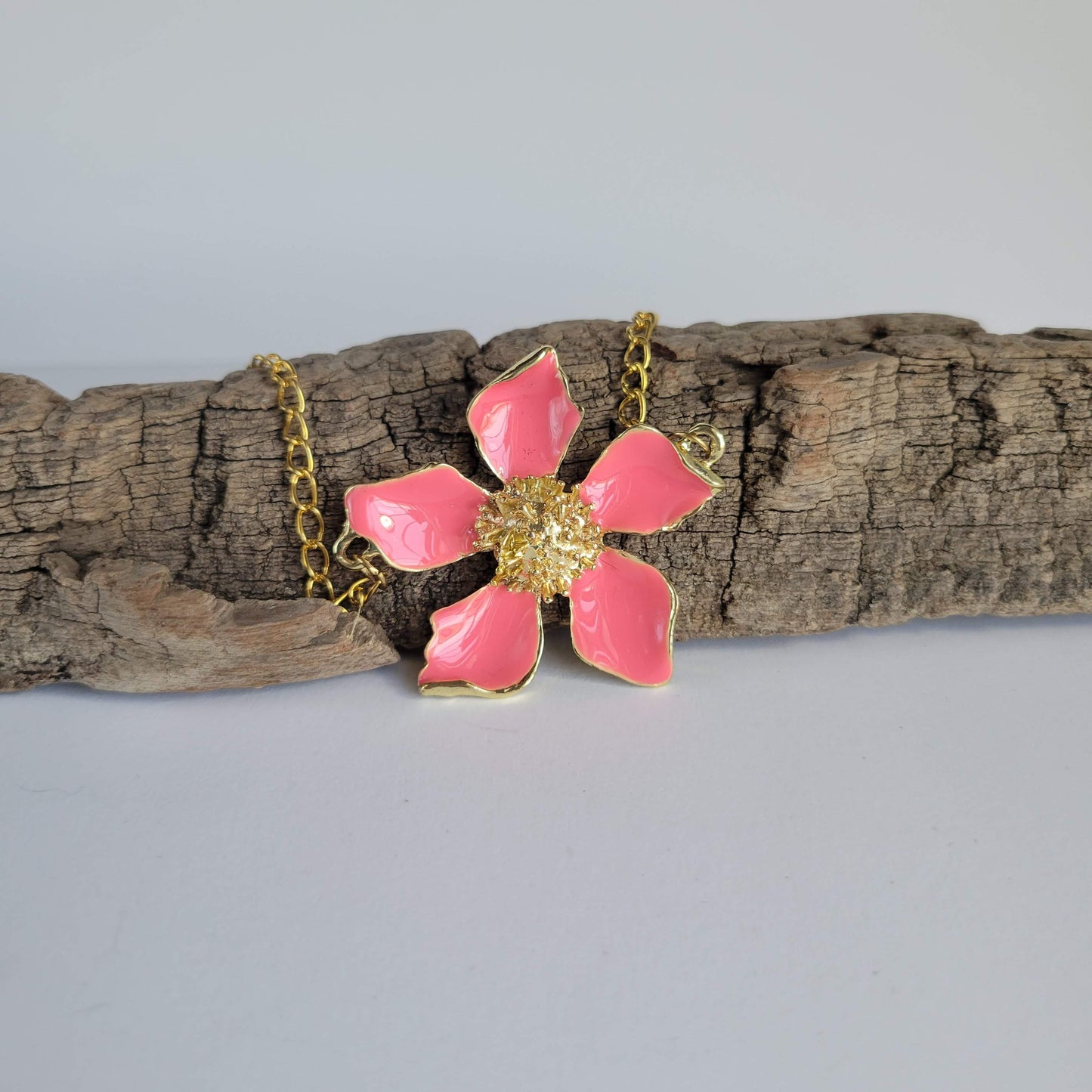 Hot Pink Flower Necklace