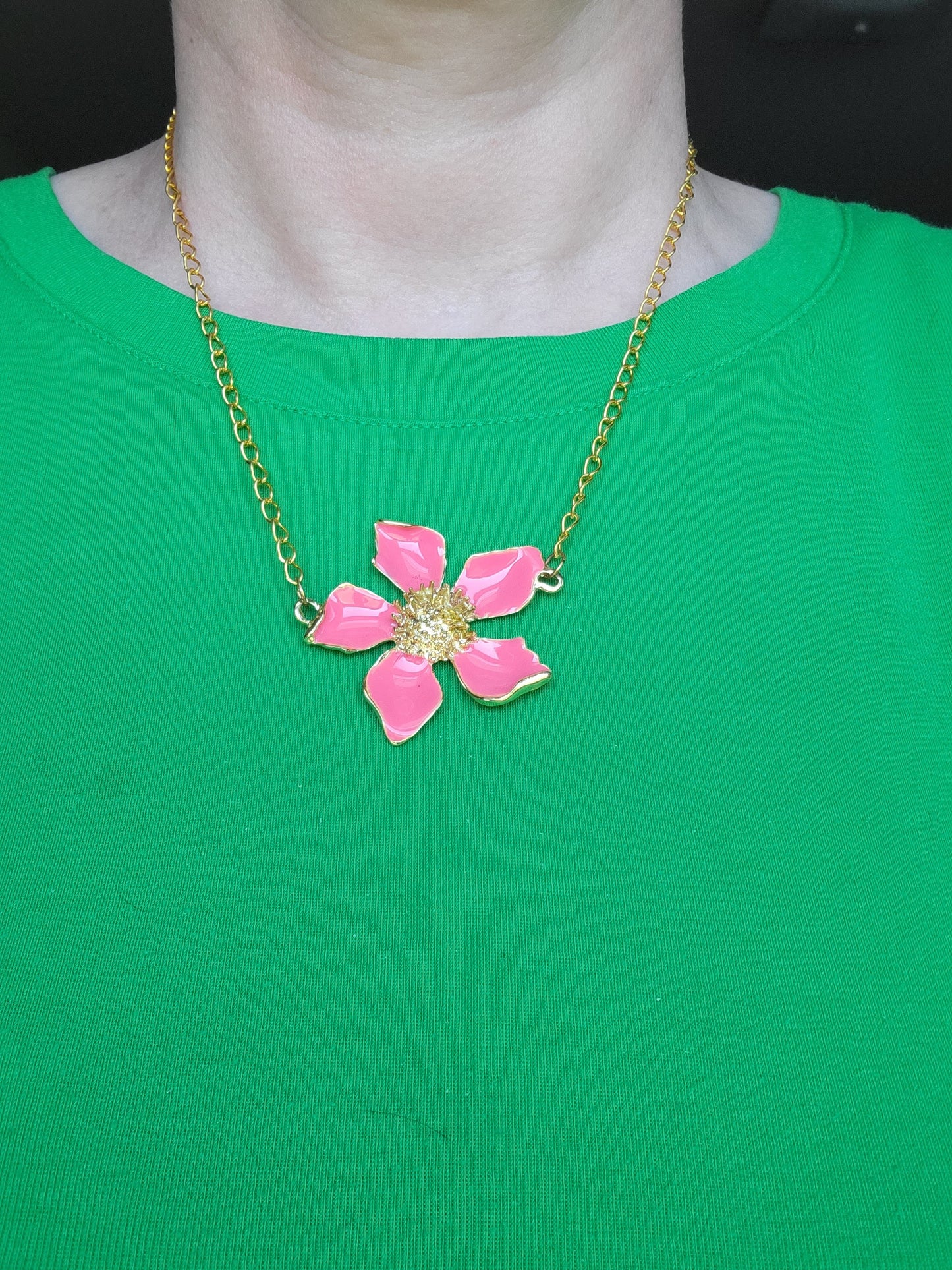 Hot Pink Flower Necklace