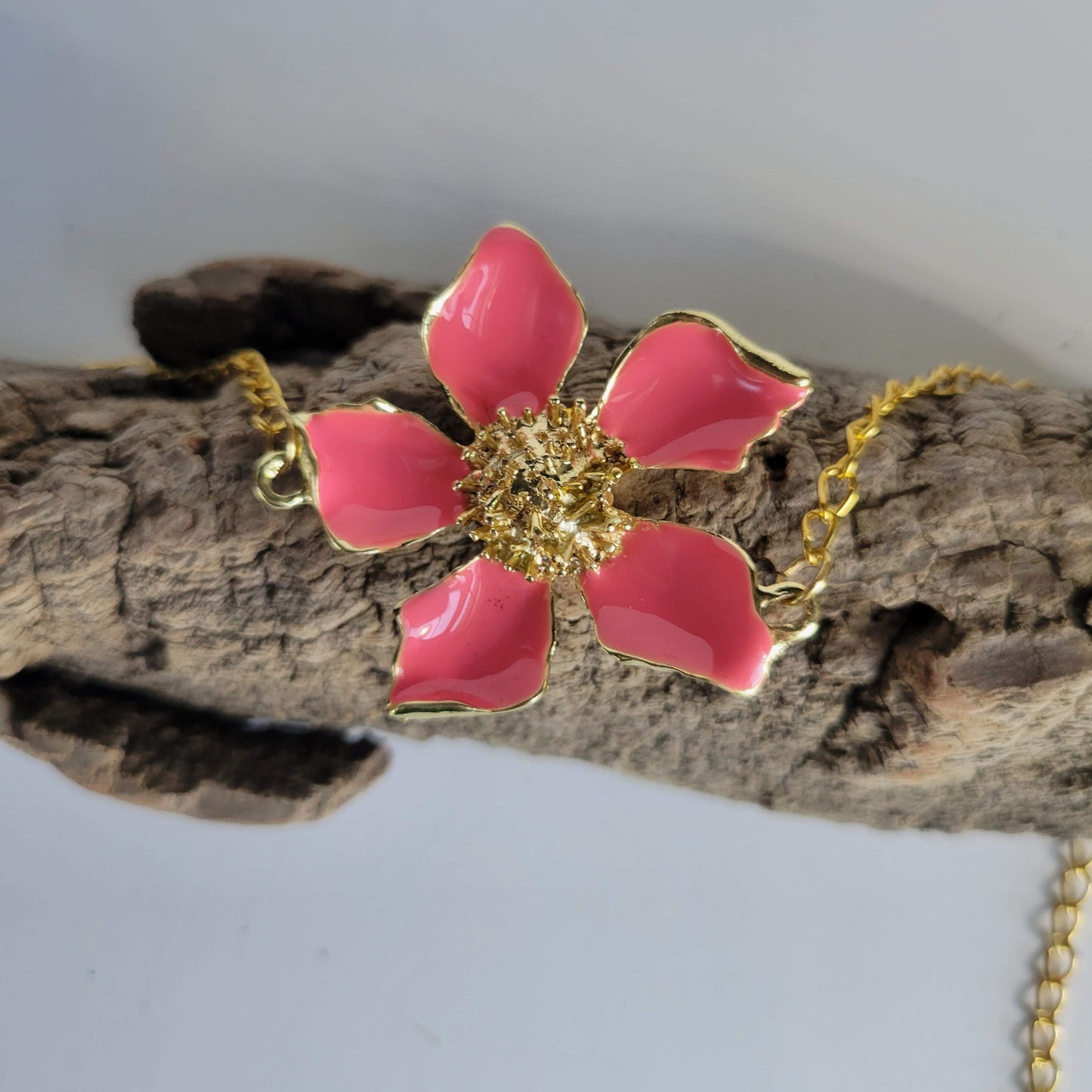 Hot Pink Flower Necklace