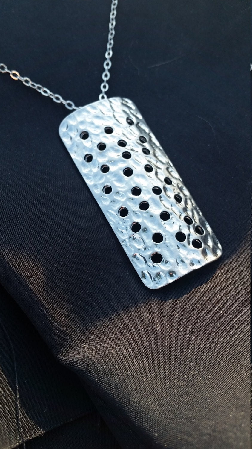 Stamped Rectangle Pendant Necklace