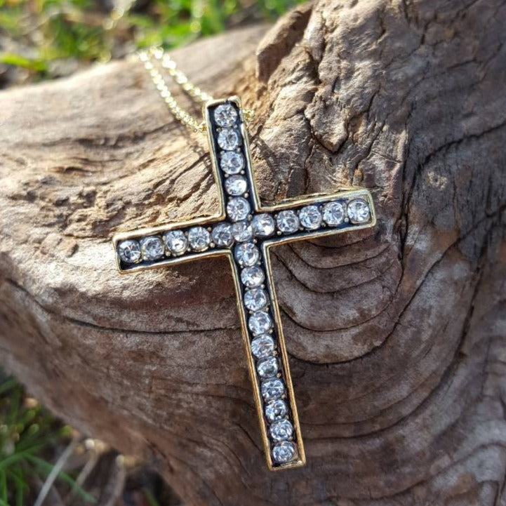 Gold bordered crystal cross