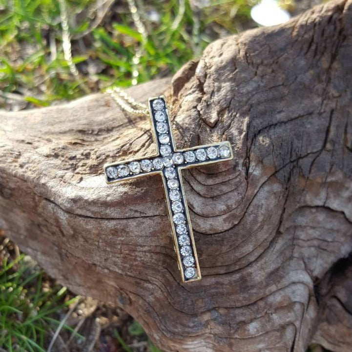 Gold bordered crystal cross