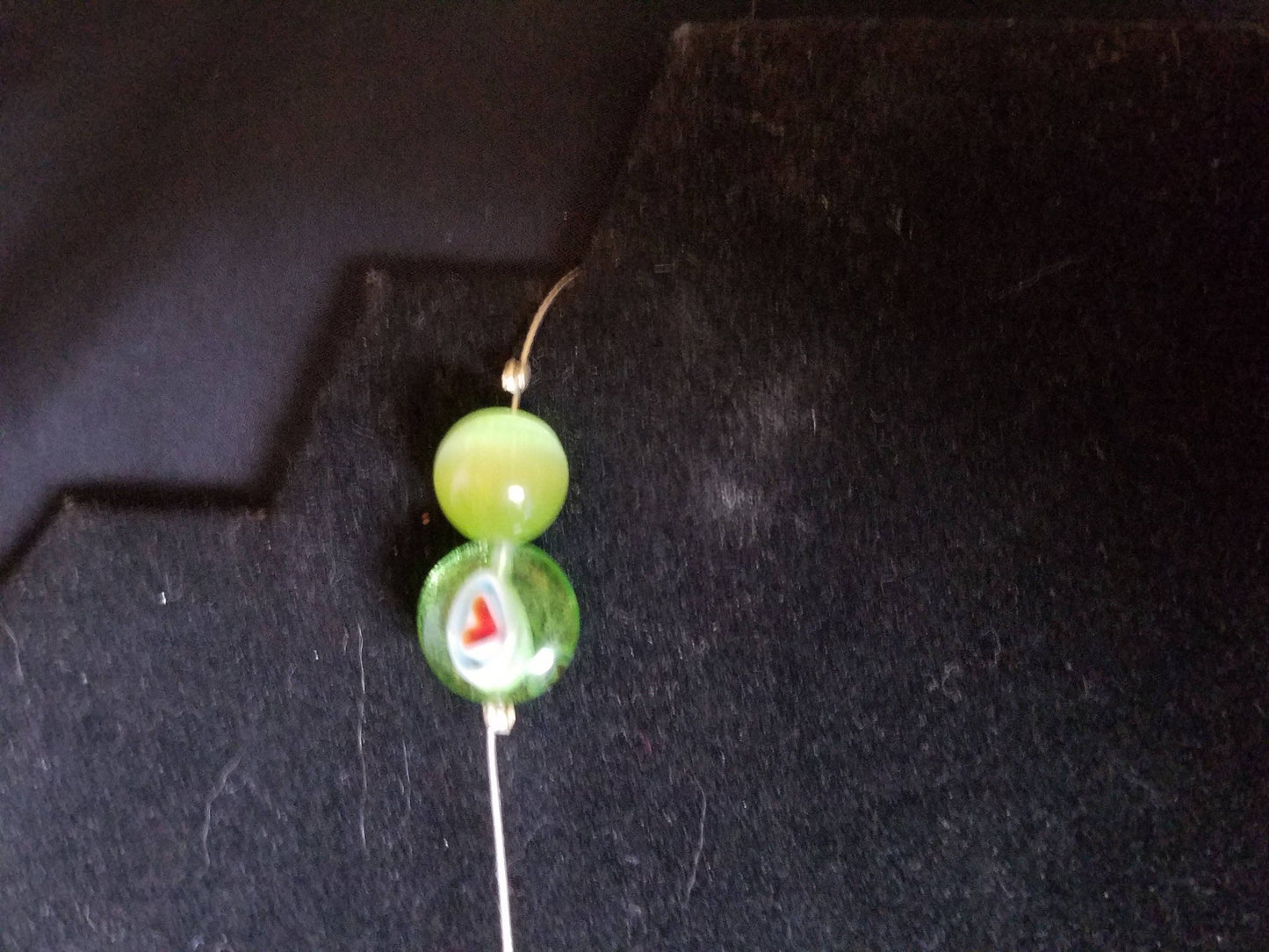 Teal and lime glass beaded necklace