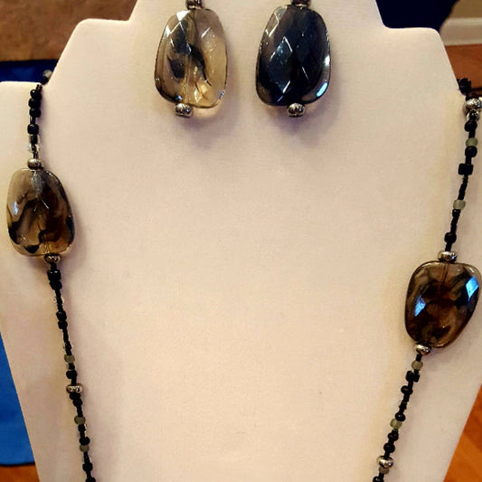 Black Beaded Jewelry Set