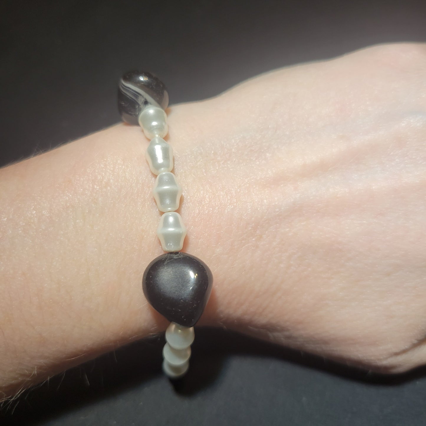 Black and white beaded bracelet