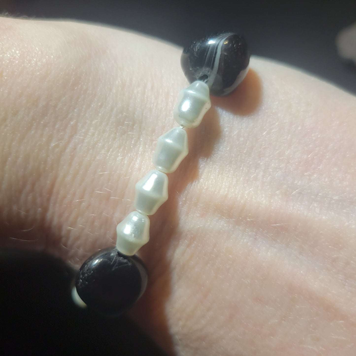 Black and white beaded bracelet