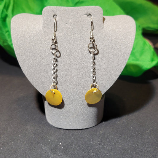 Falling shell disc earrings