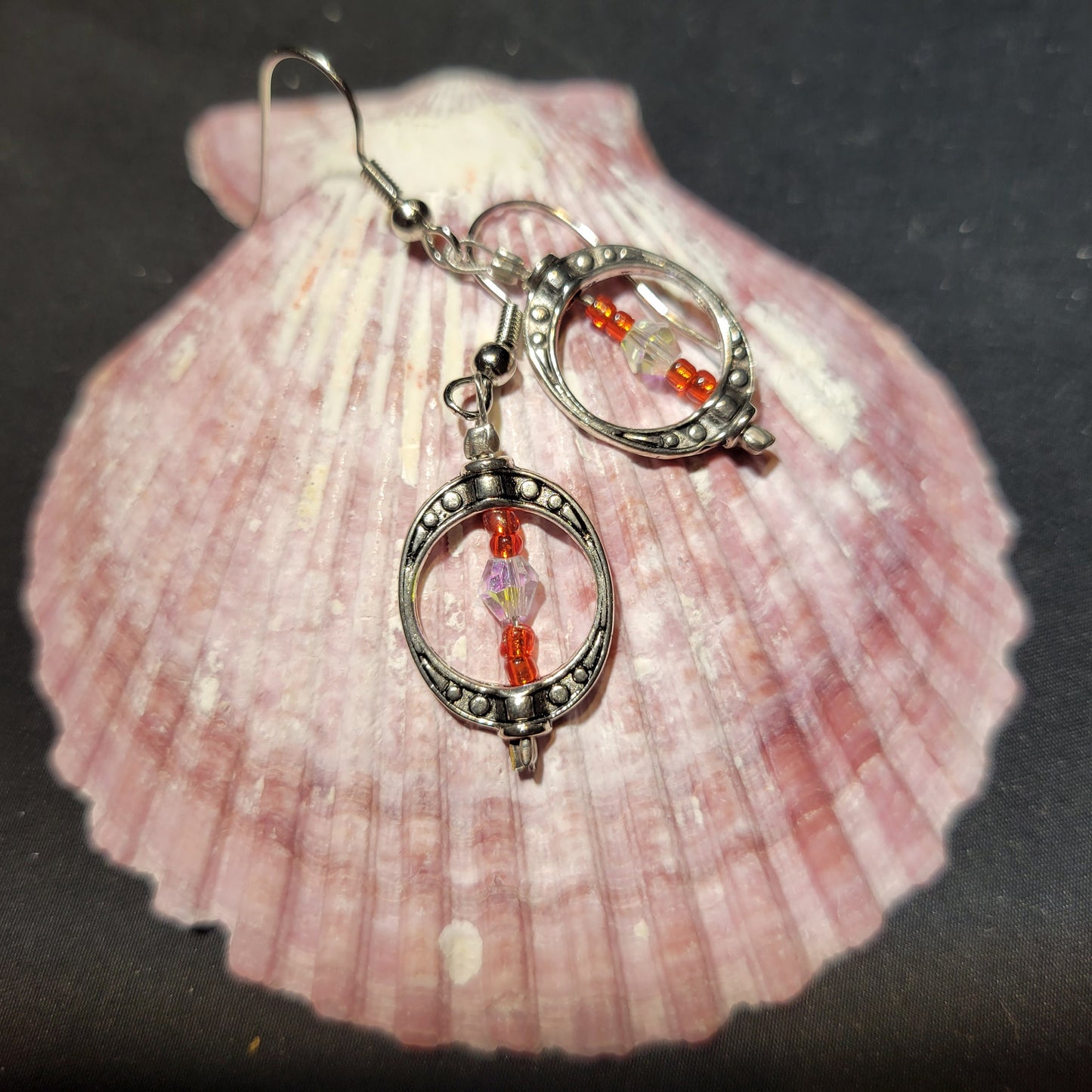 Circle red & clear earrings