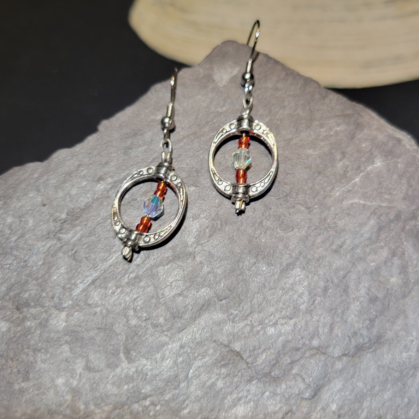 Circle red & clear earrings