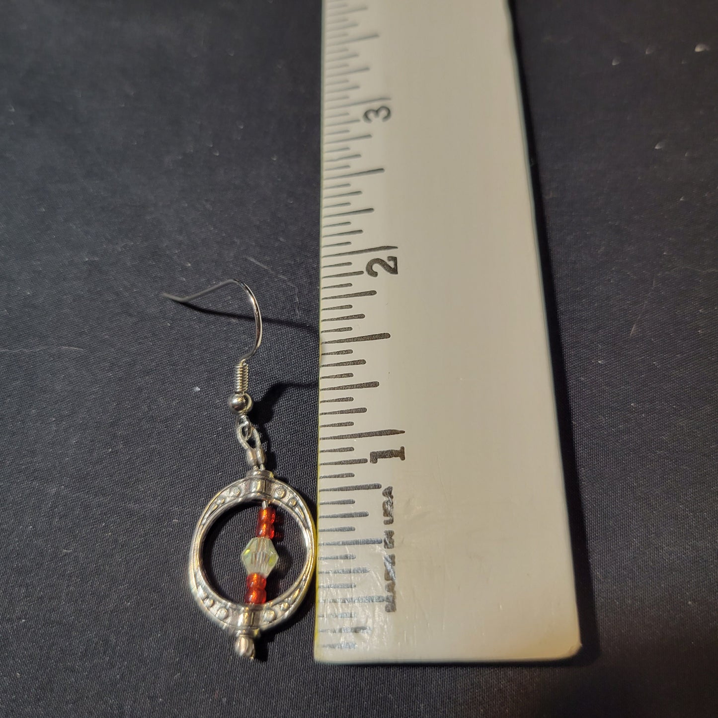 Circle red & clear earrings