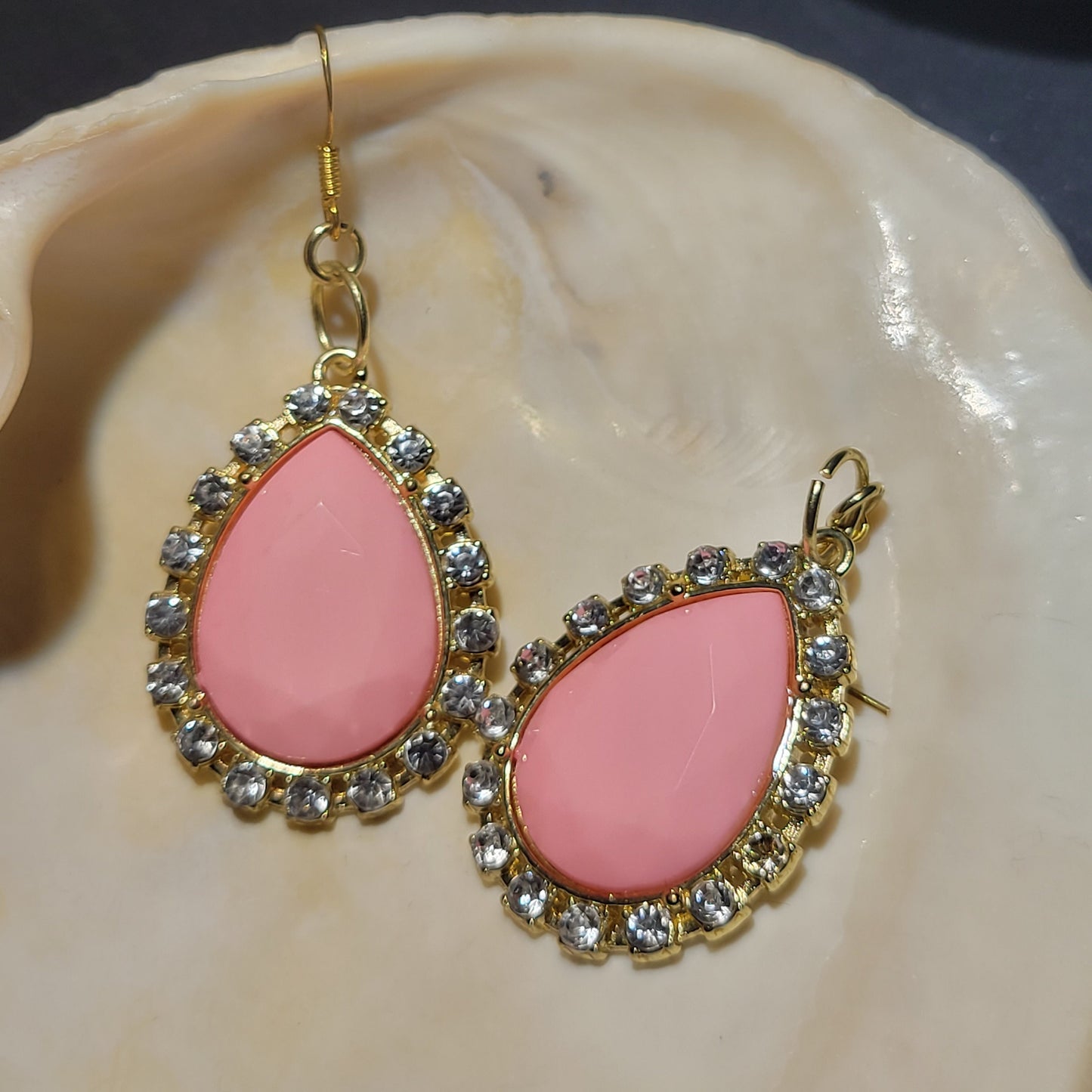 Pink Sparkle Teardrop Earrings