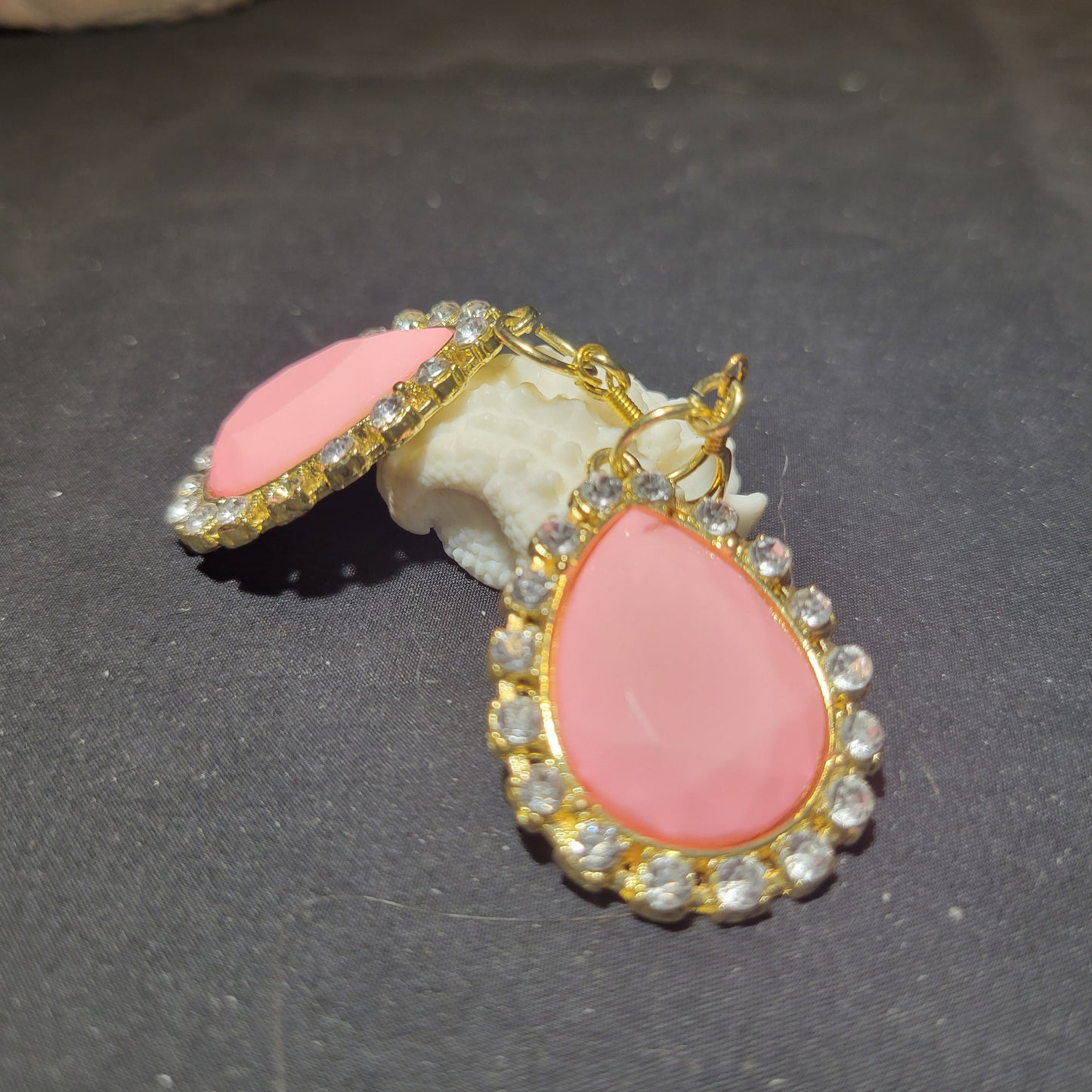 Pink Sparkle Teardrop Earrings