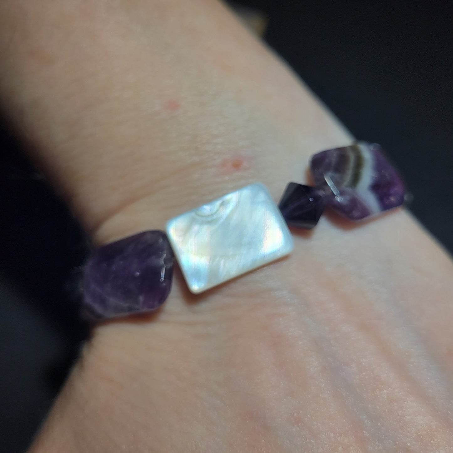 Amethyst and Shell Bracelet