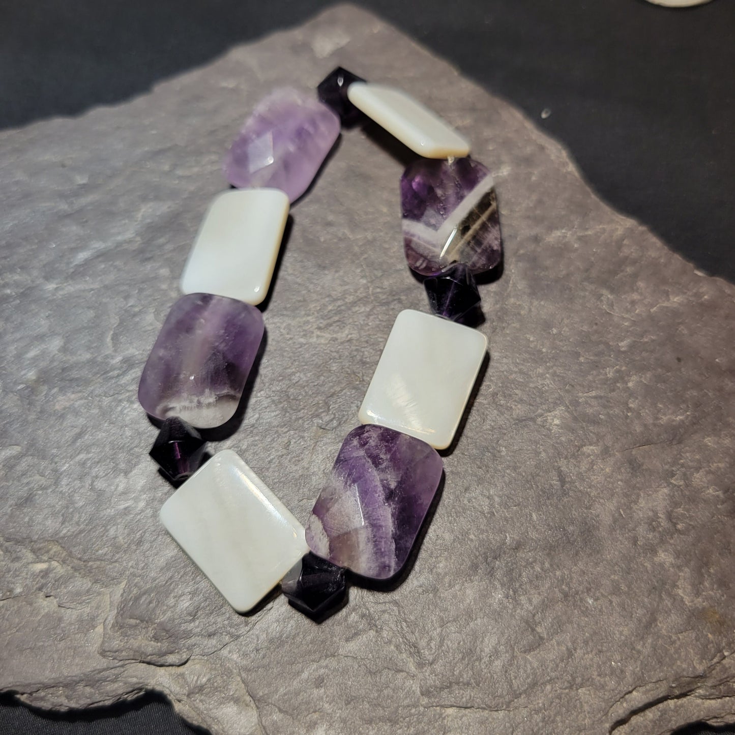 Amethyst and Shell Bracelet