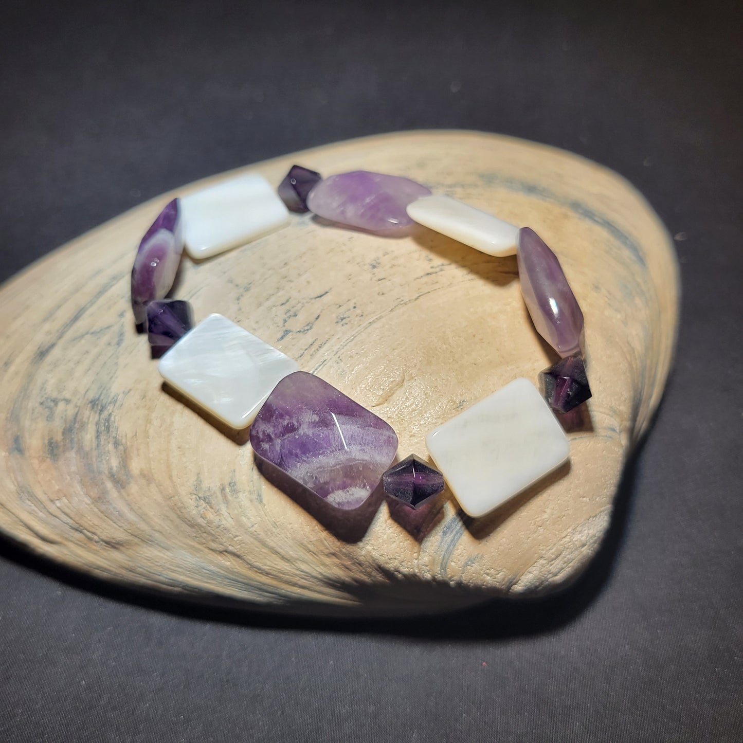 Amethyst and Shell Bracelet