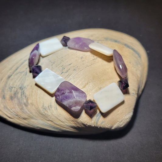 Amethyst and Shell Bracelet
