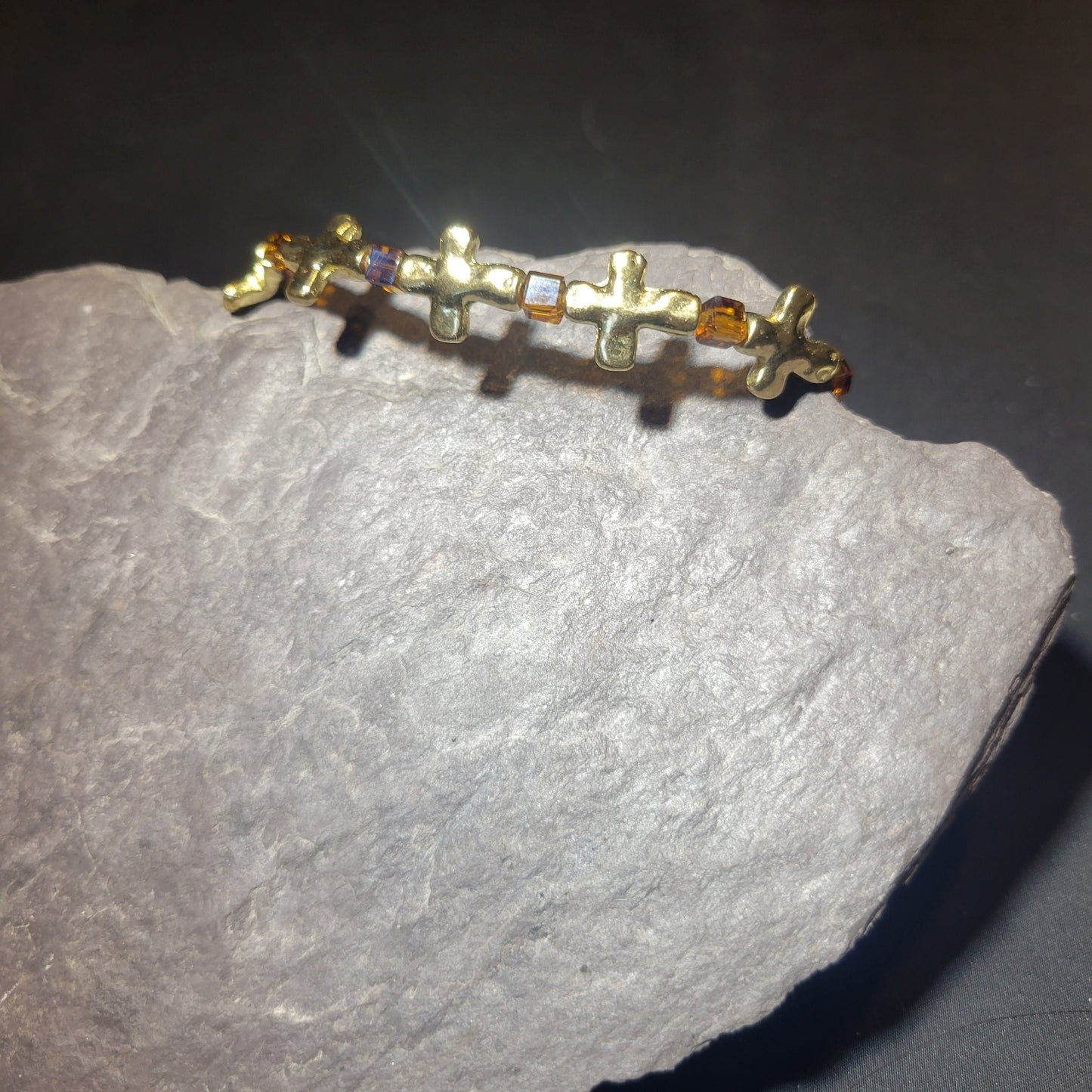 Gold Cross Beaded Bracelet
