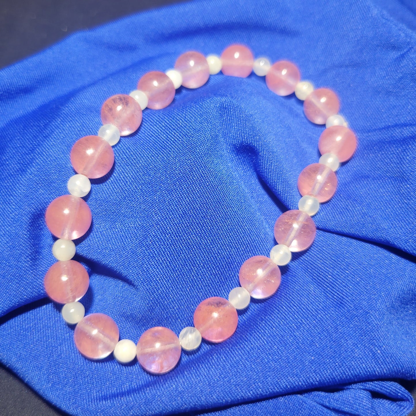 Rose and White Quartz Beaded Bracelet