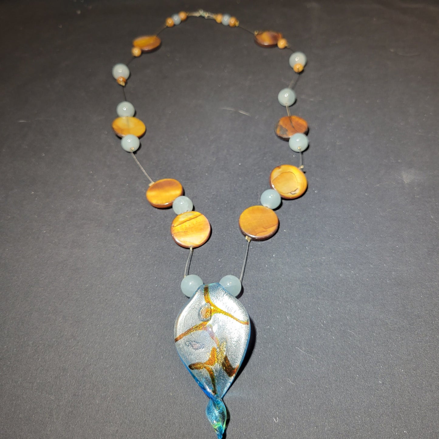 Glass leaf beaded necklace