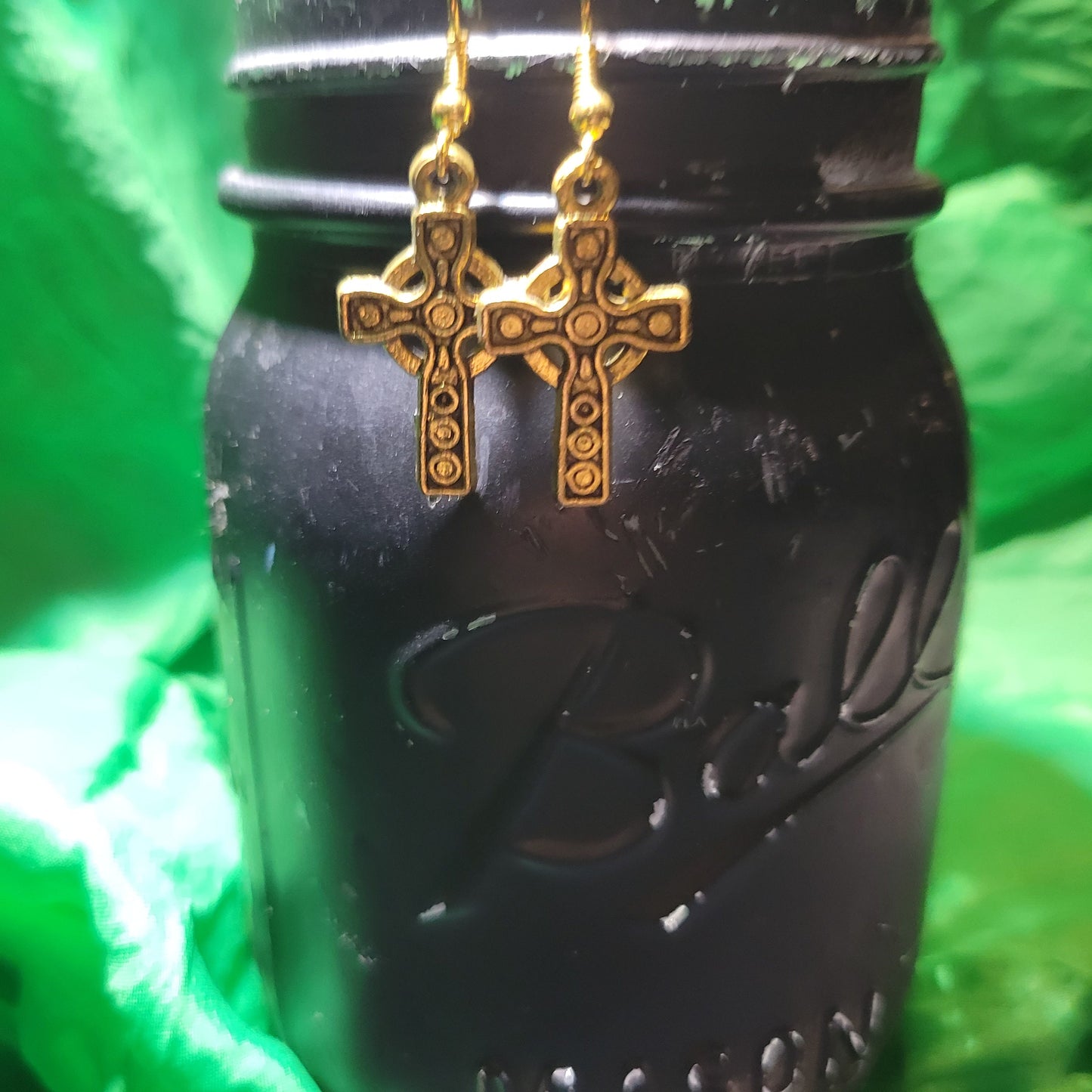 Gold Celtic Cross Earrings