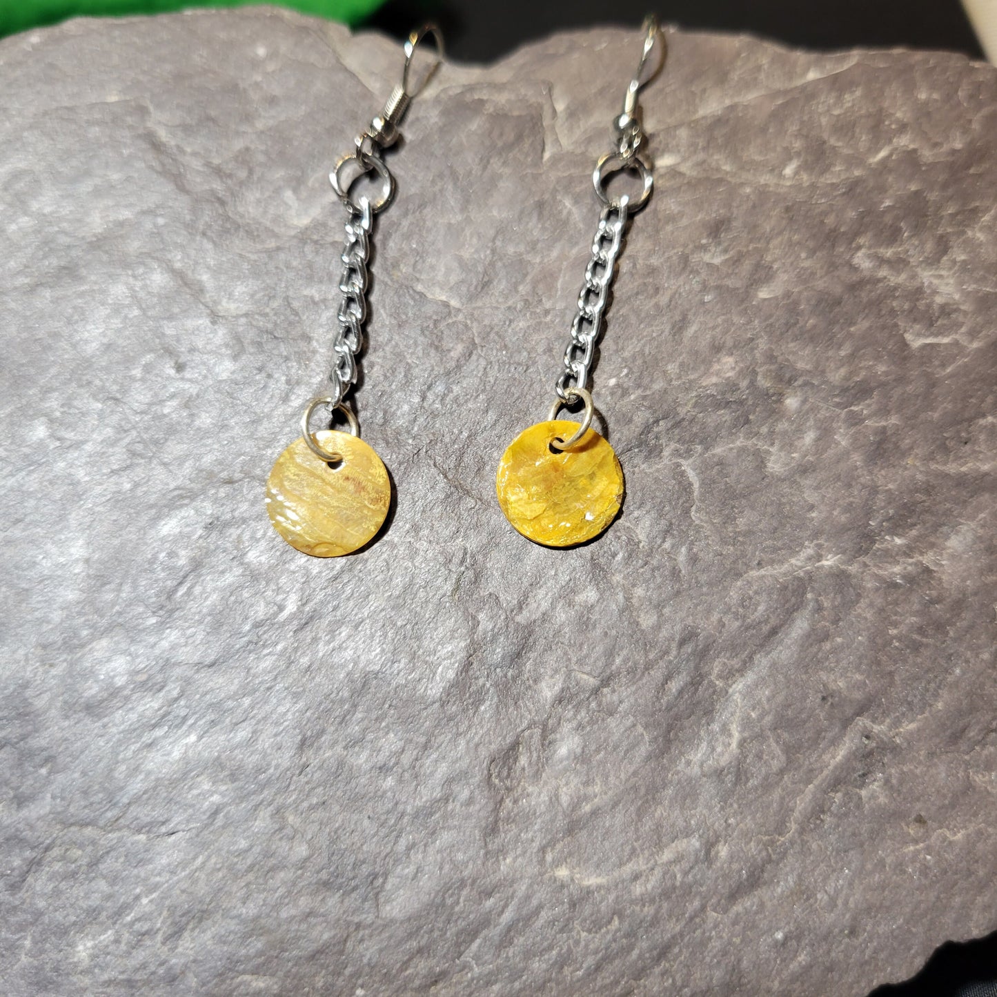 Falling shell disc earrings