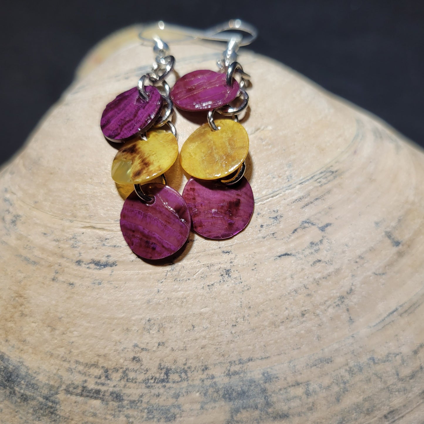 Dangle Shell Disc Earrings