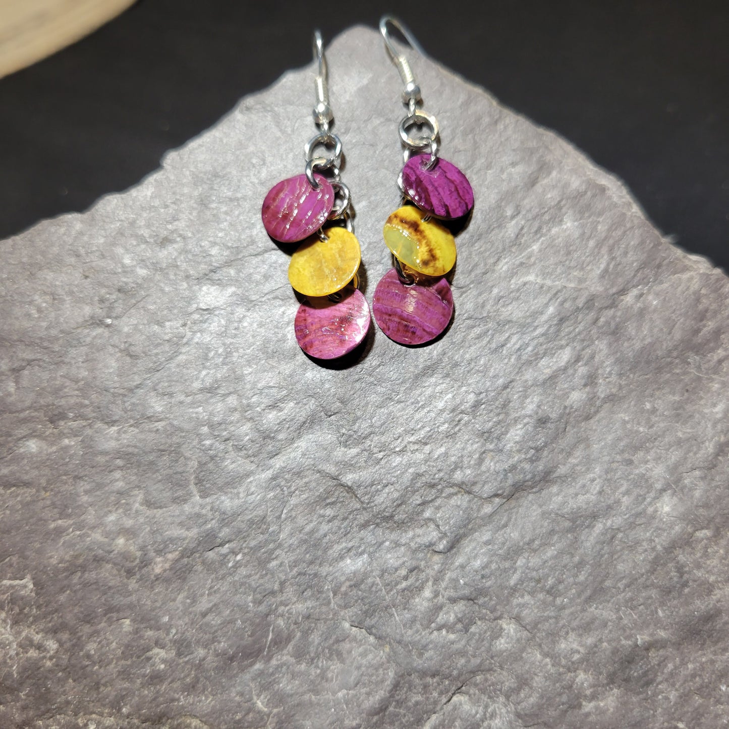 Dangle Shell Disc Earrings