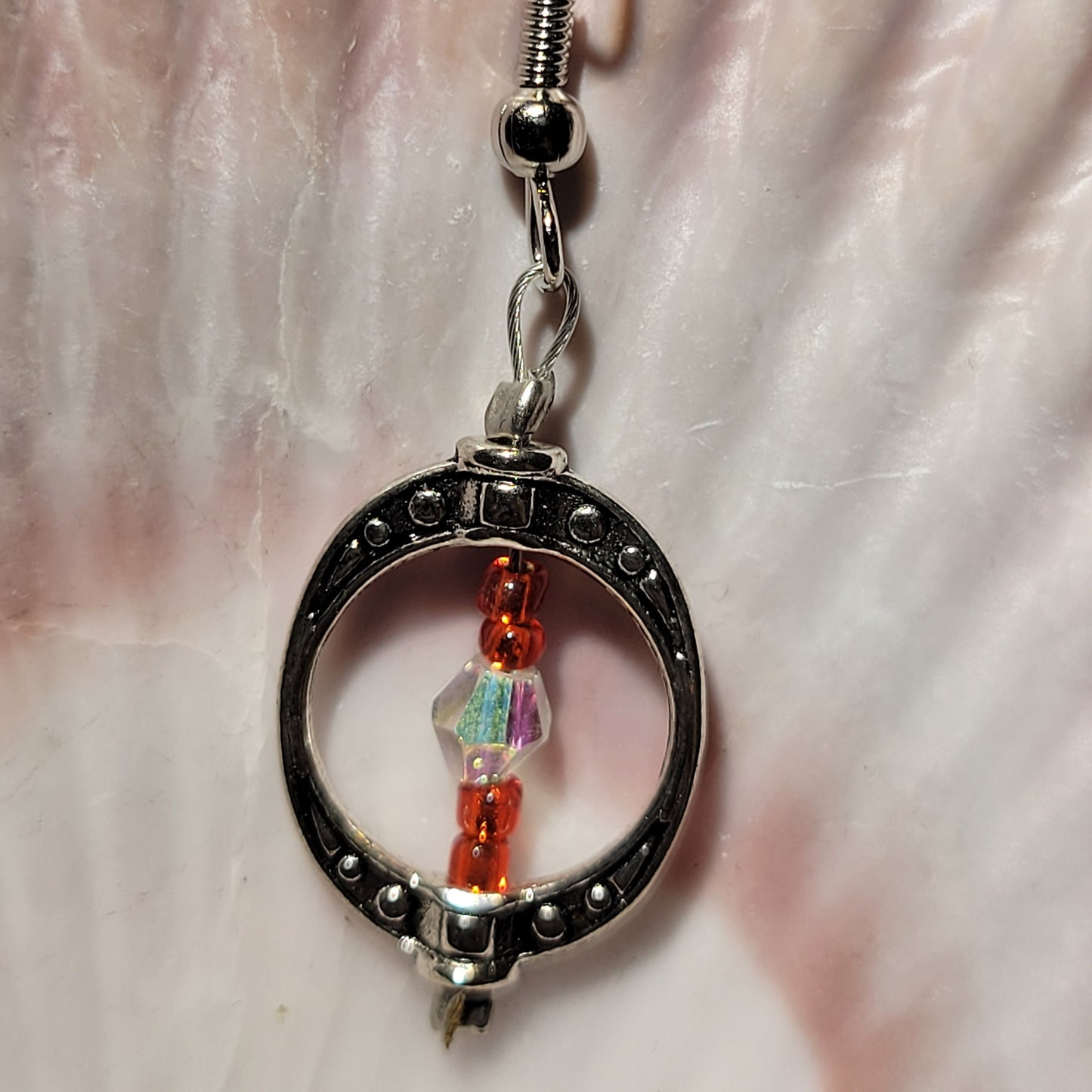 Circle red & clear earrings