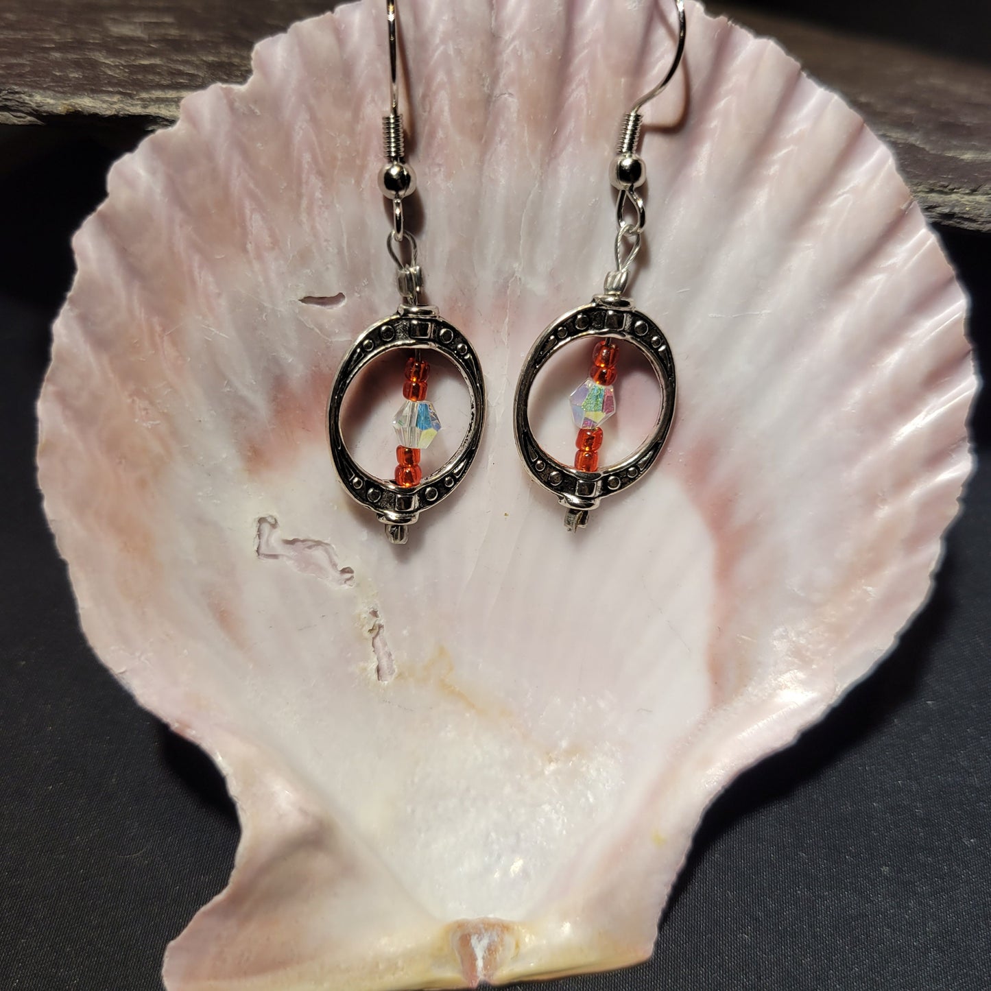 Circle red & clear earrings