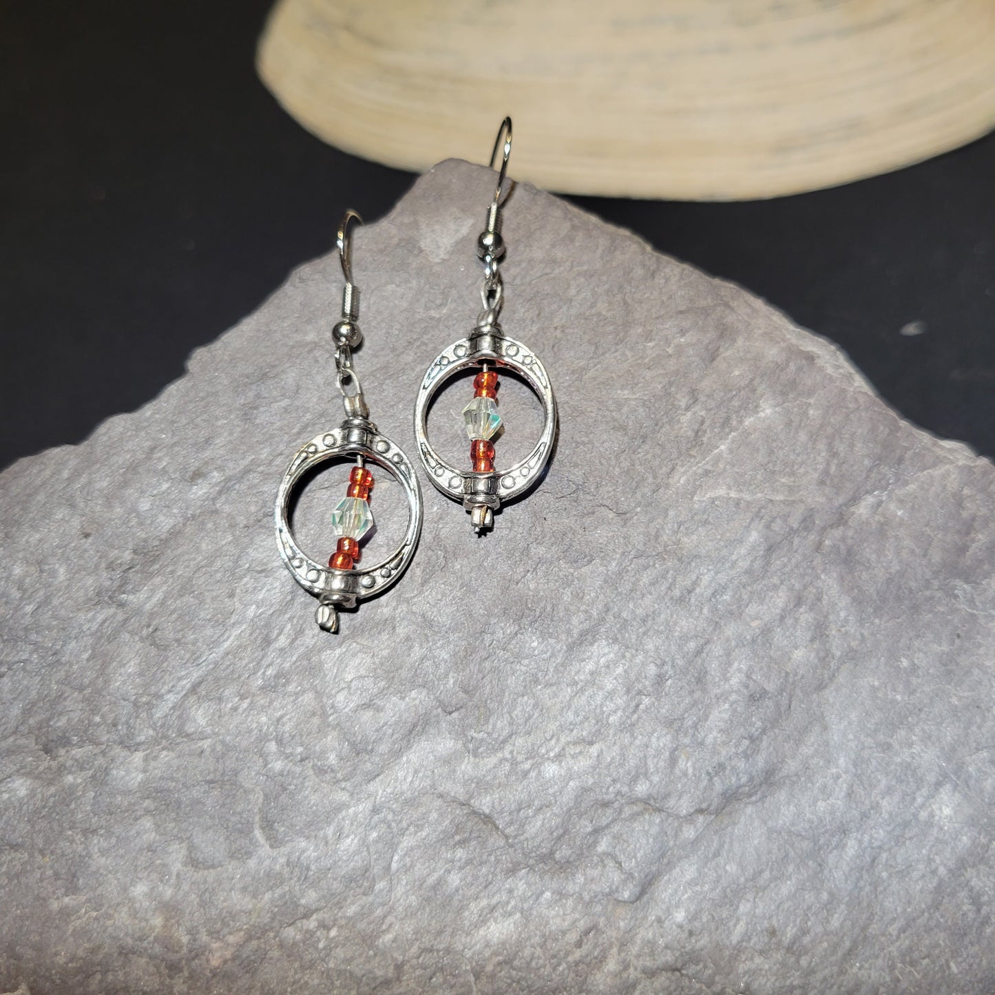 Circle red & clear earrings