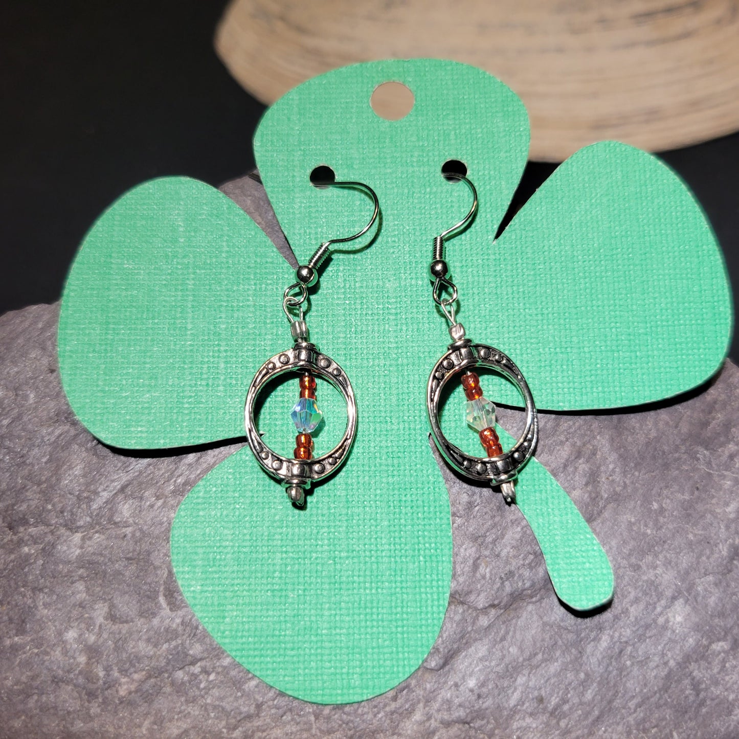 Circle red & clear earrings