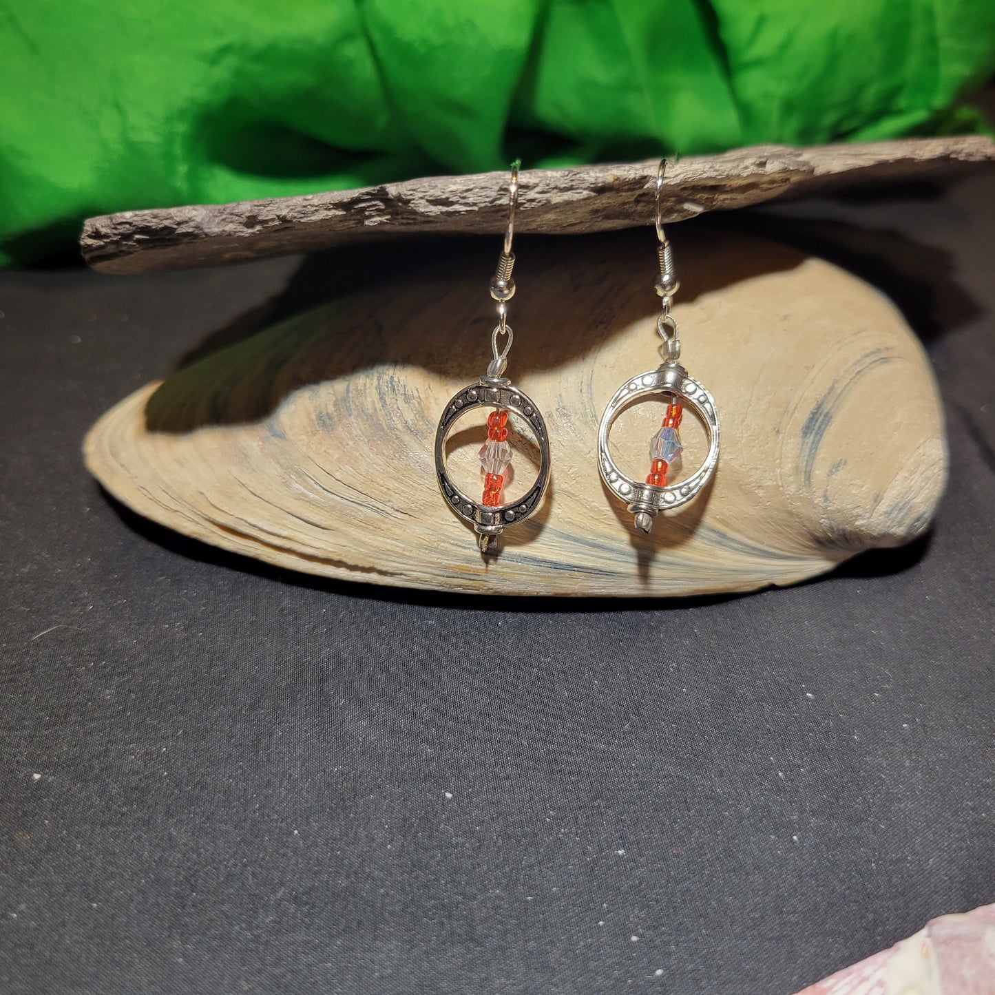 Circle red & clear earrings