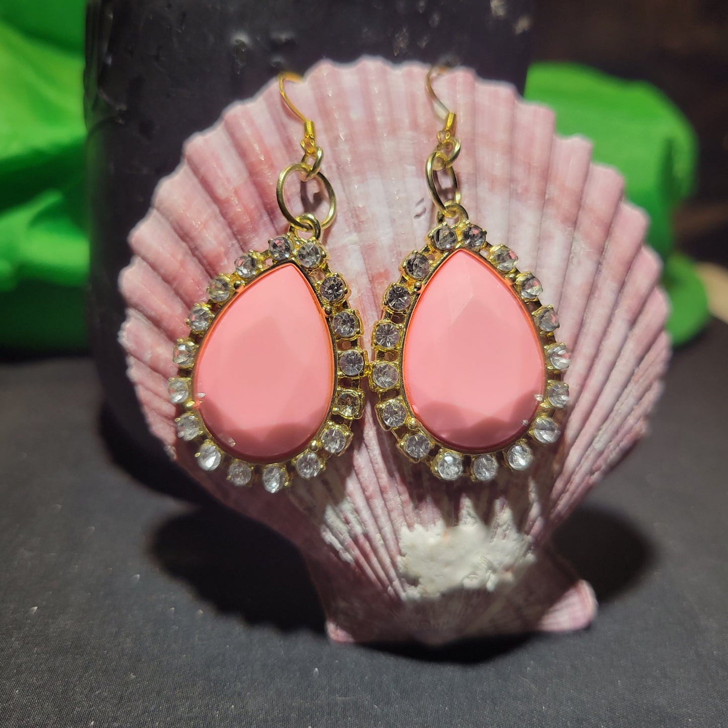 Pink Sparkle Teardrop Earrings